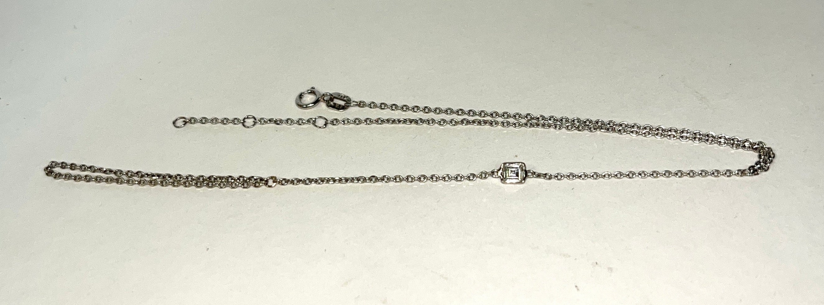 Emerald Cut Diamond Hand Chain in Solid 14K White Gold