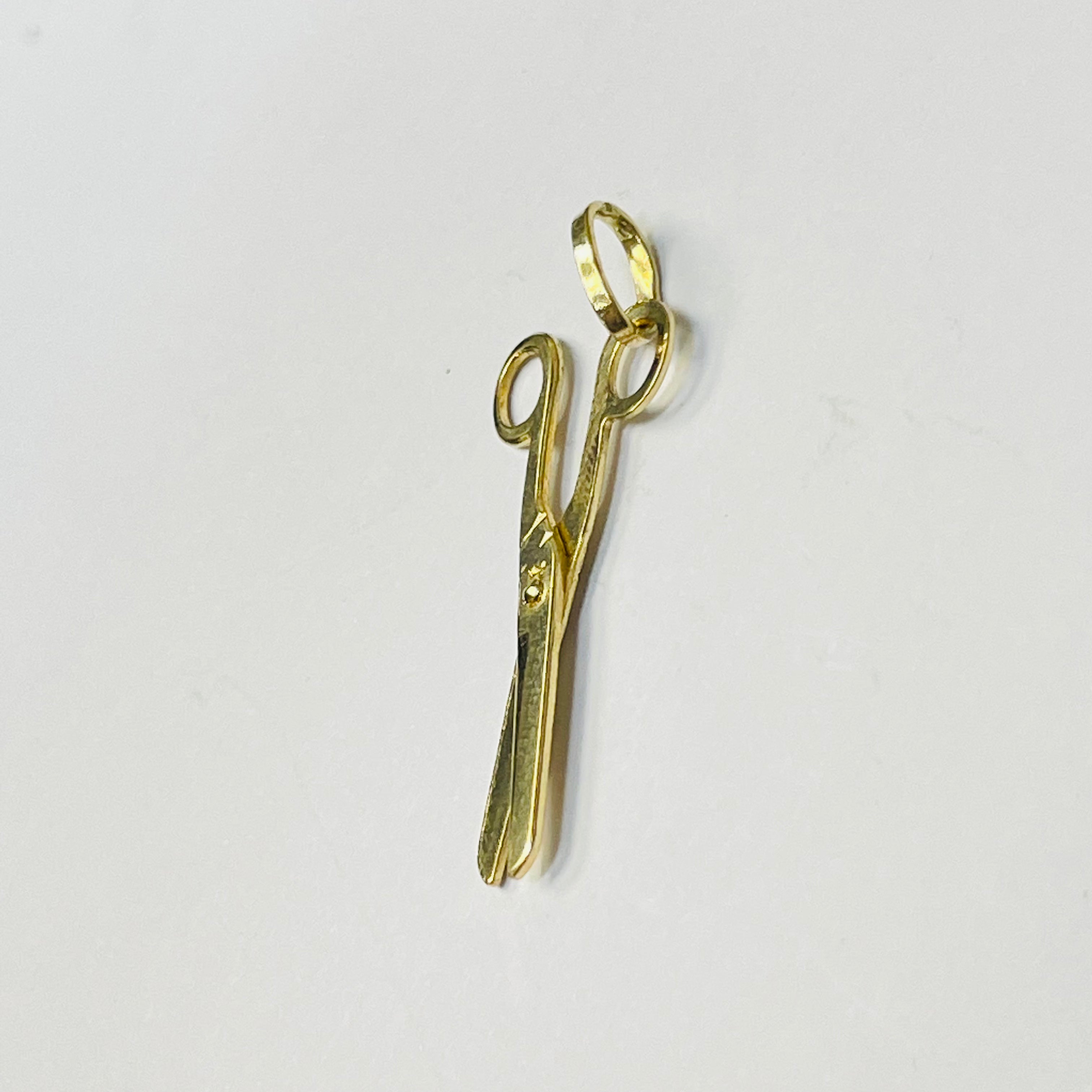 14K Yellow Gold Scissor Charm Pendant