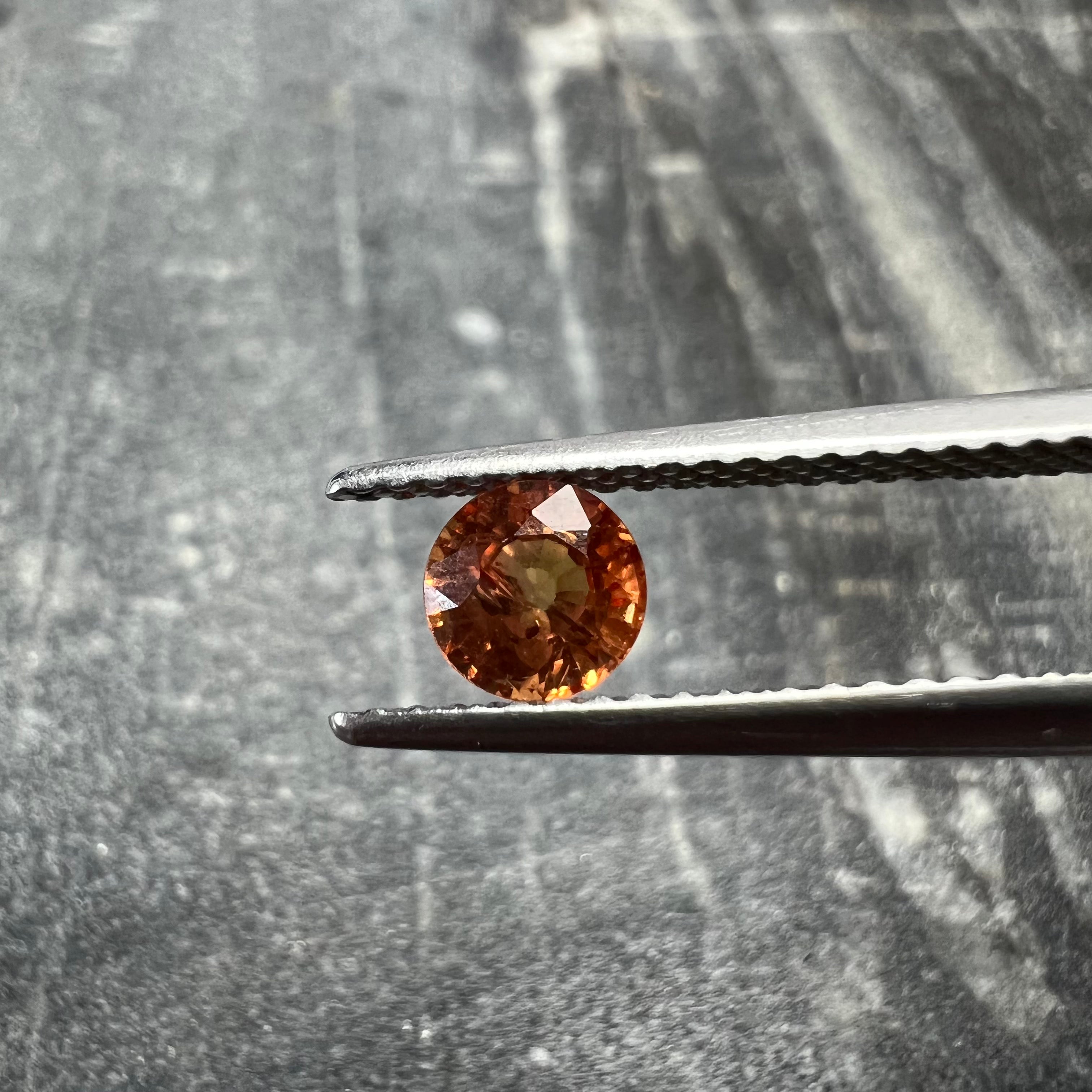 .65CT Loose Round Orange Sapphire 4.85x3.39mm Earth mined Gemstone