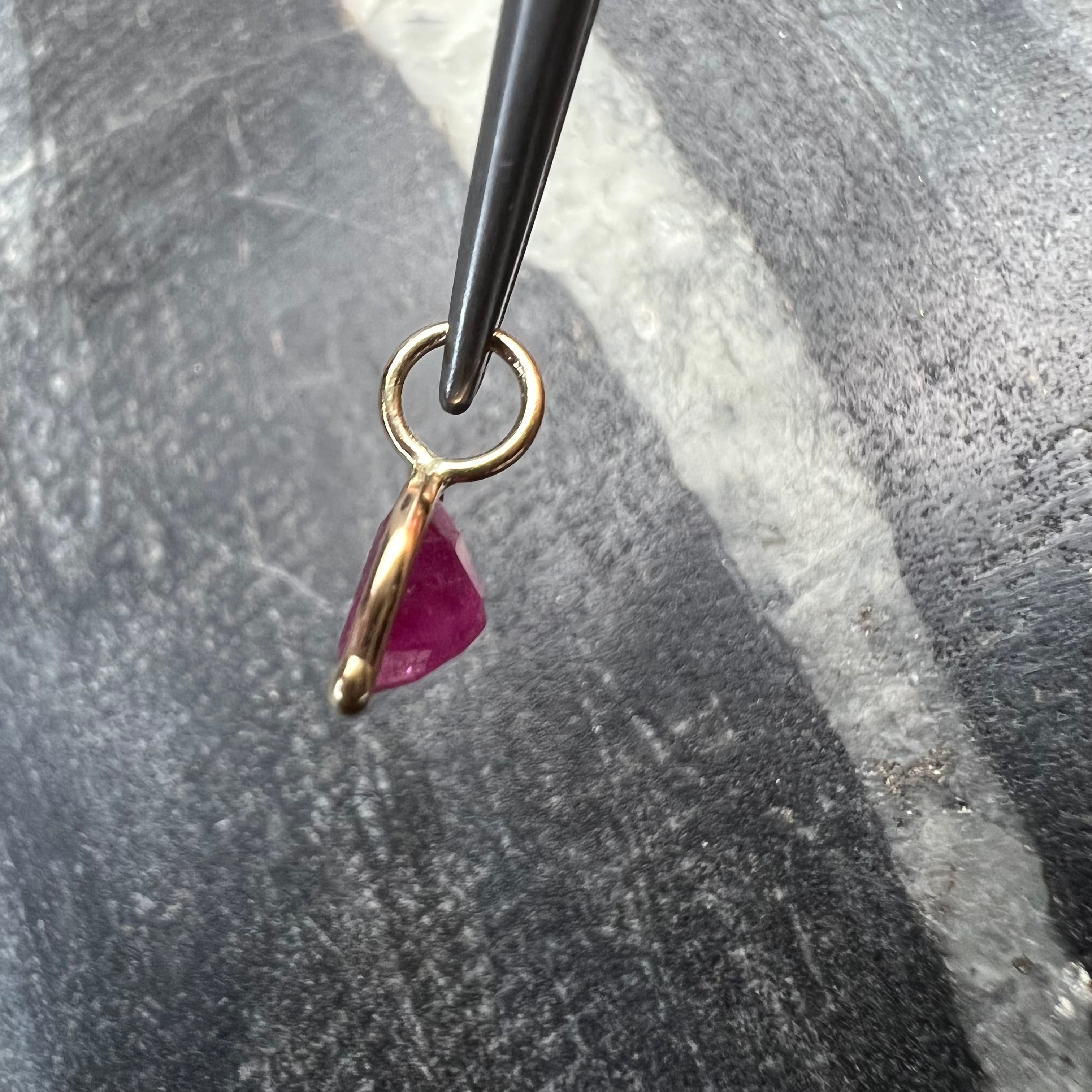 1.1CT Natural Ruby Heart 14K Yellow Gold Pendant Charm 10x6mm