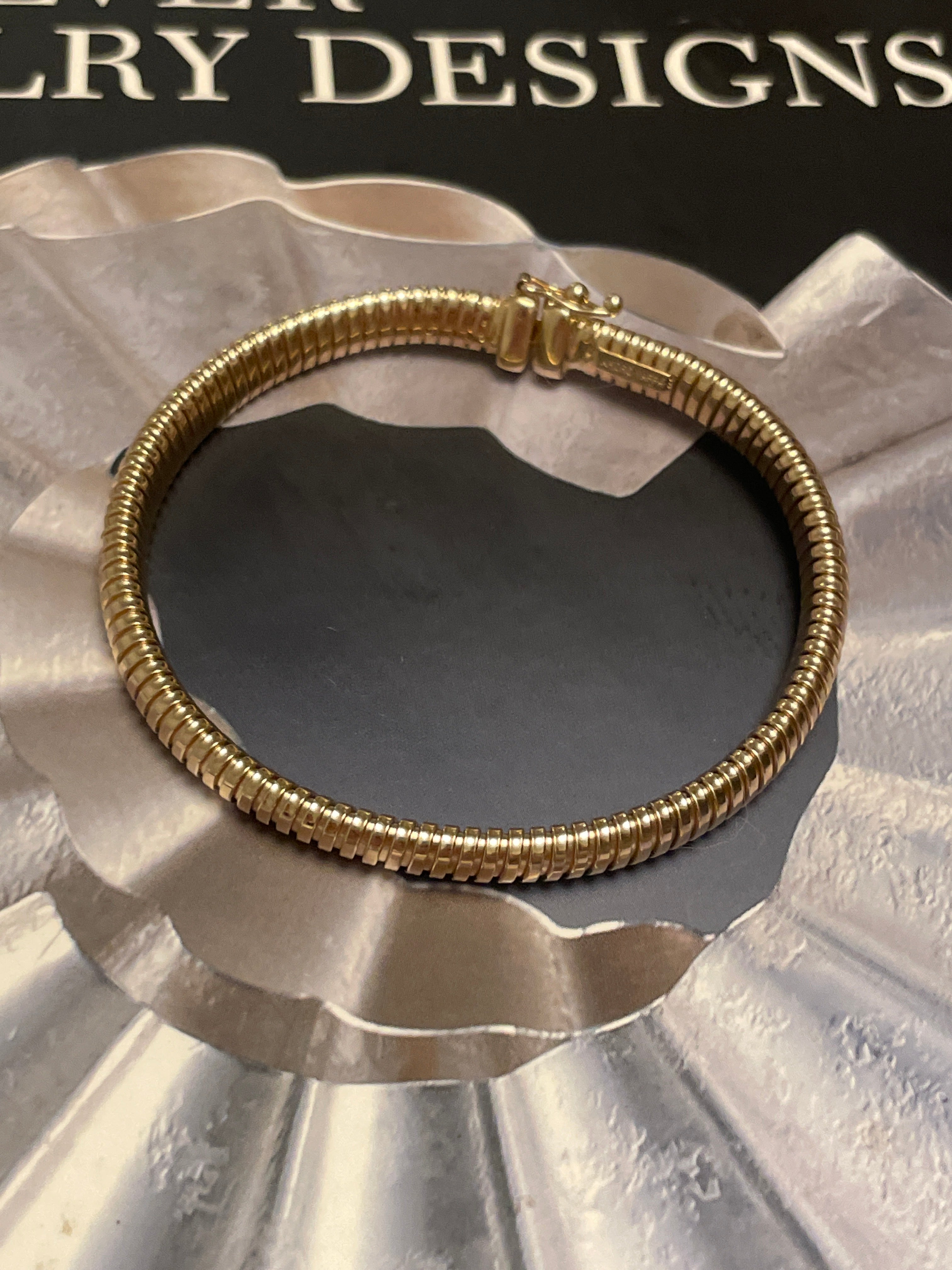 14K Yellow Gold 6mm 7” Tubogas Bracelet