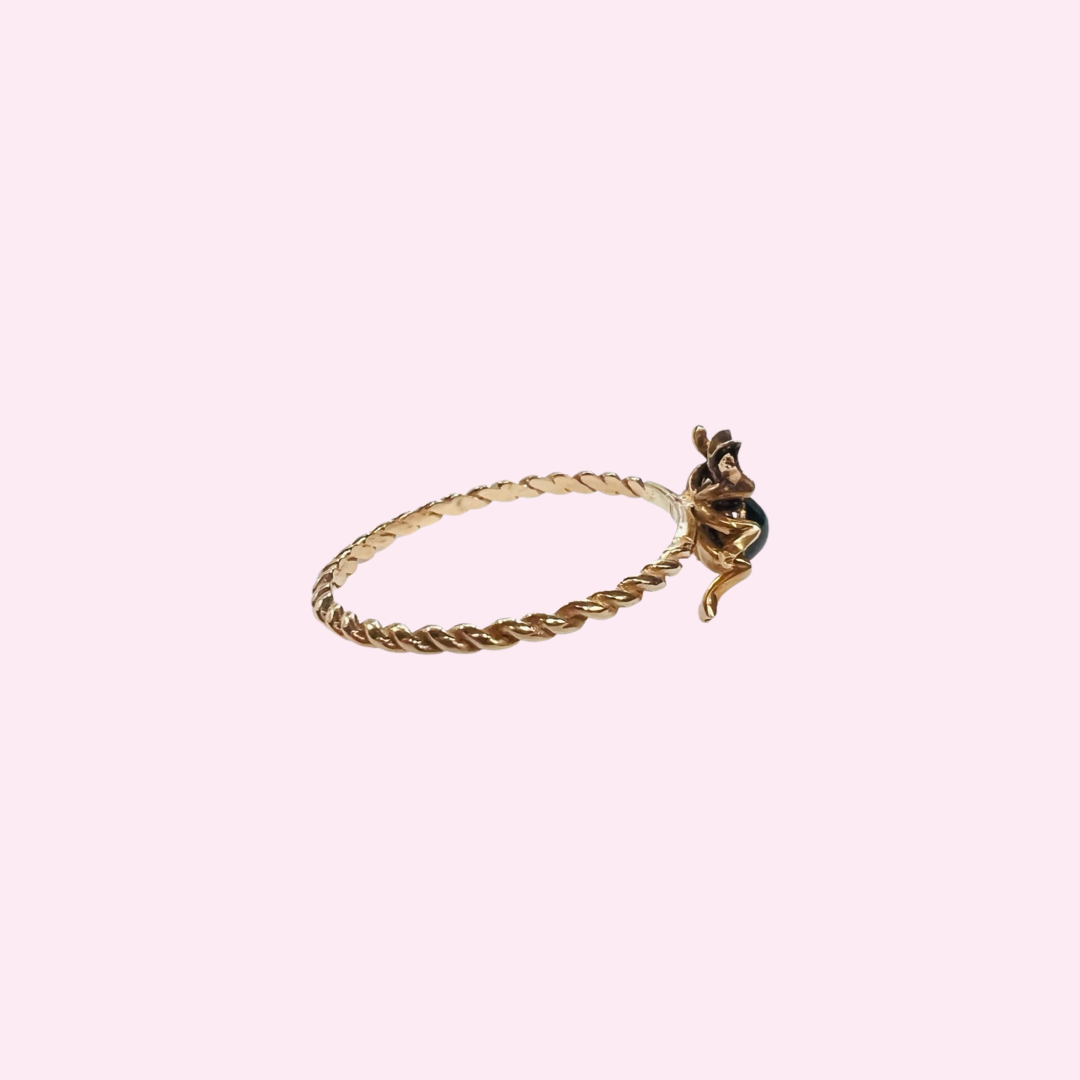 14K Cute Yellow Gold Bug Ring Size 7