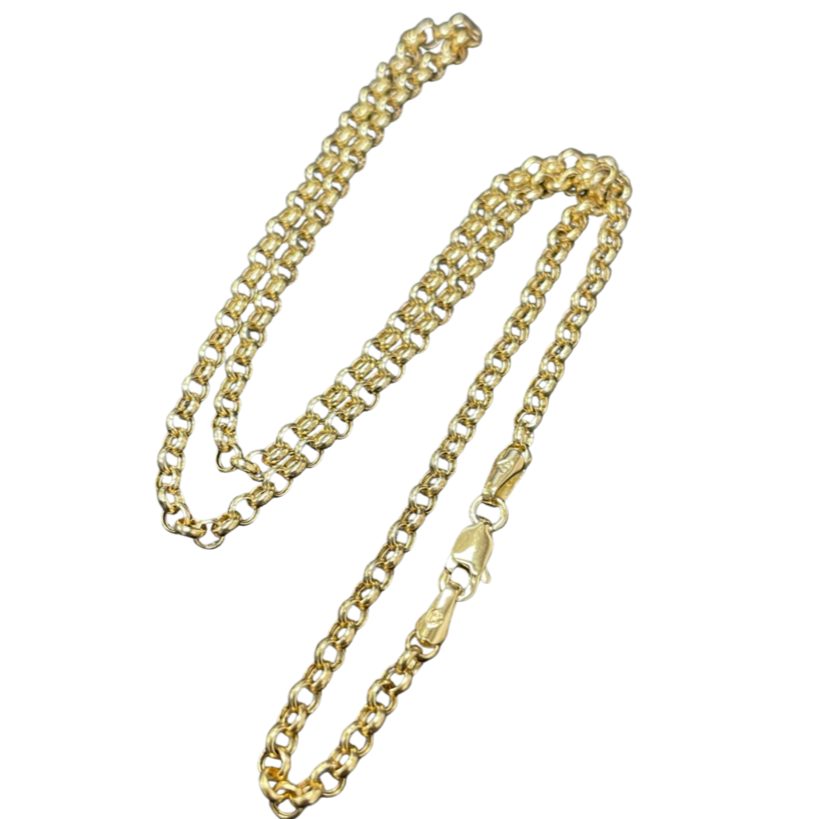 Solid 14K Yellow Gold 18” 3mm Rolo Link Necklace Chain 3.85g