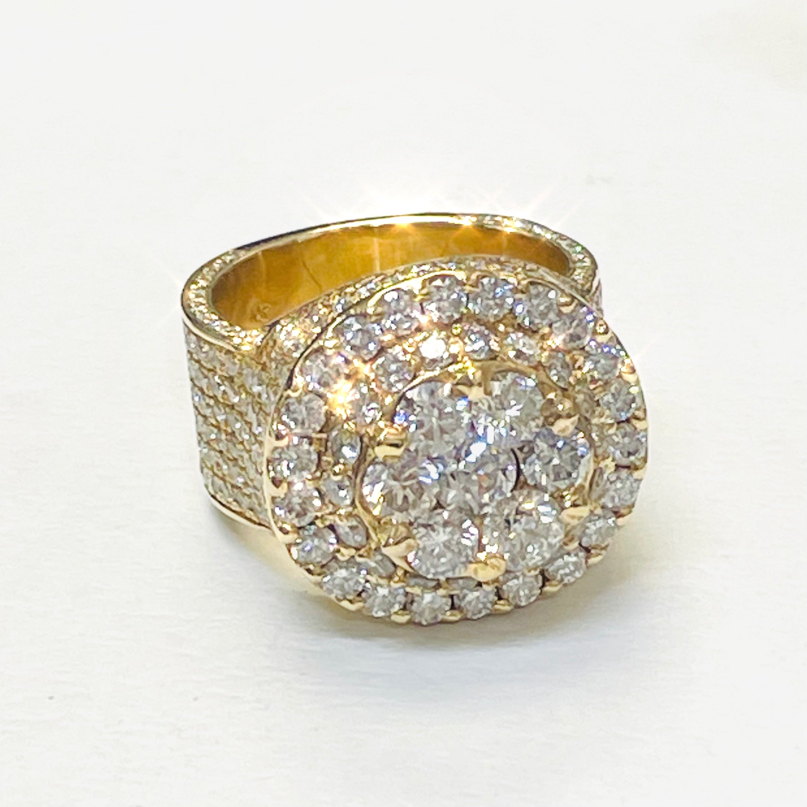 7CTW Natural 10K Yellow Gold Diamond Mens Ring