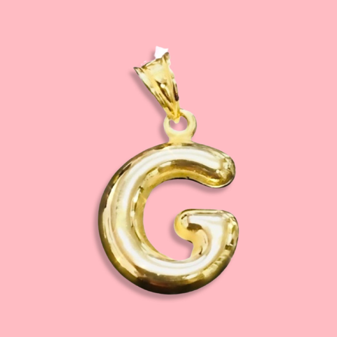 Puffy Balloon Letter 10K Yellow Gold Pendants