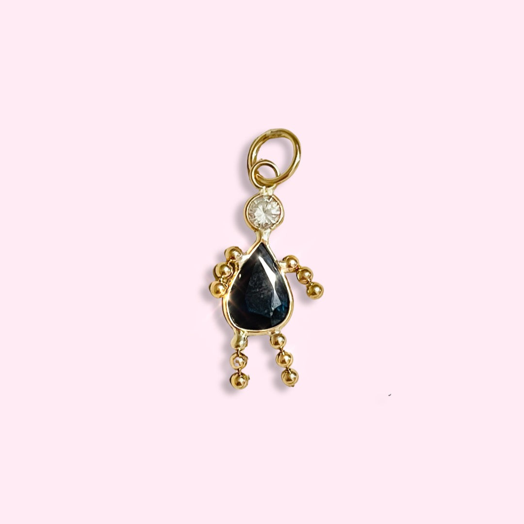 Diamond and Sapphire Gem Doll 14K Yellow Gold