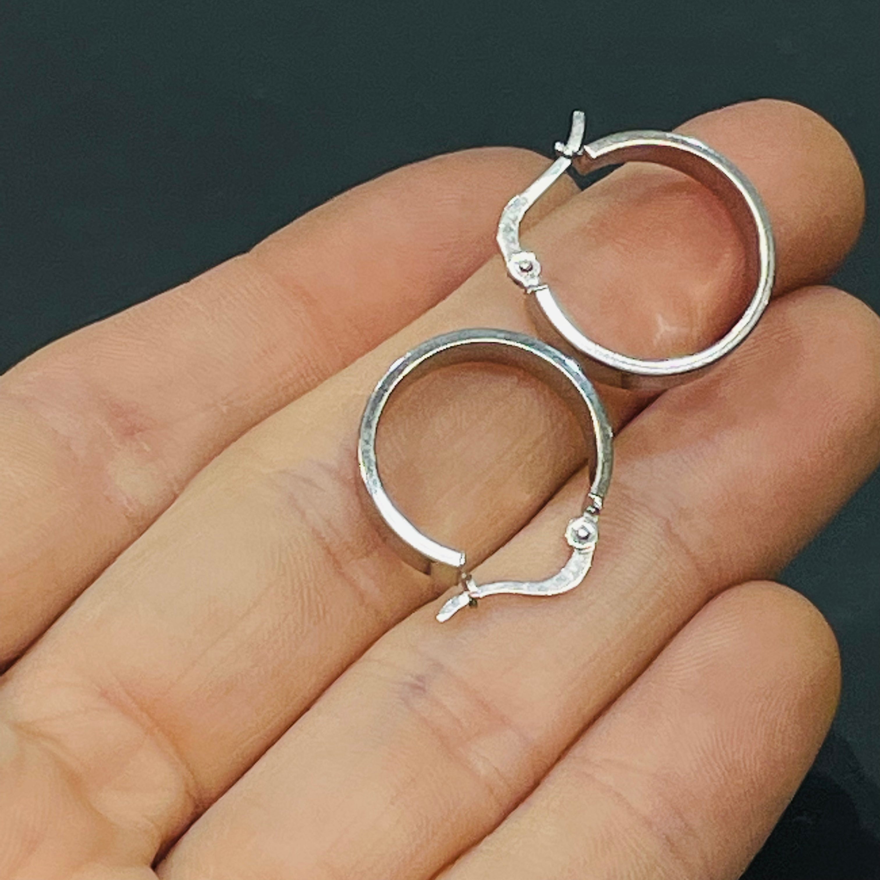 .75” 4mm 14K White Gold Hoop Earrings