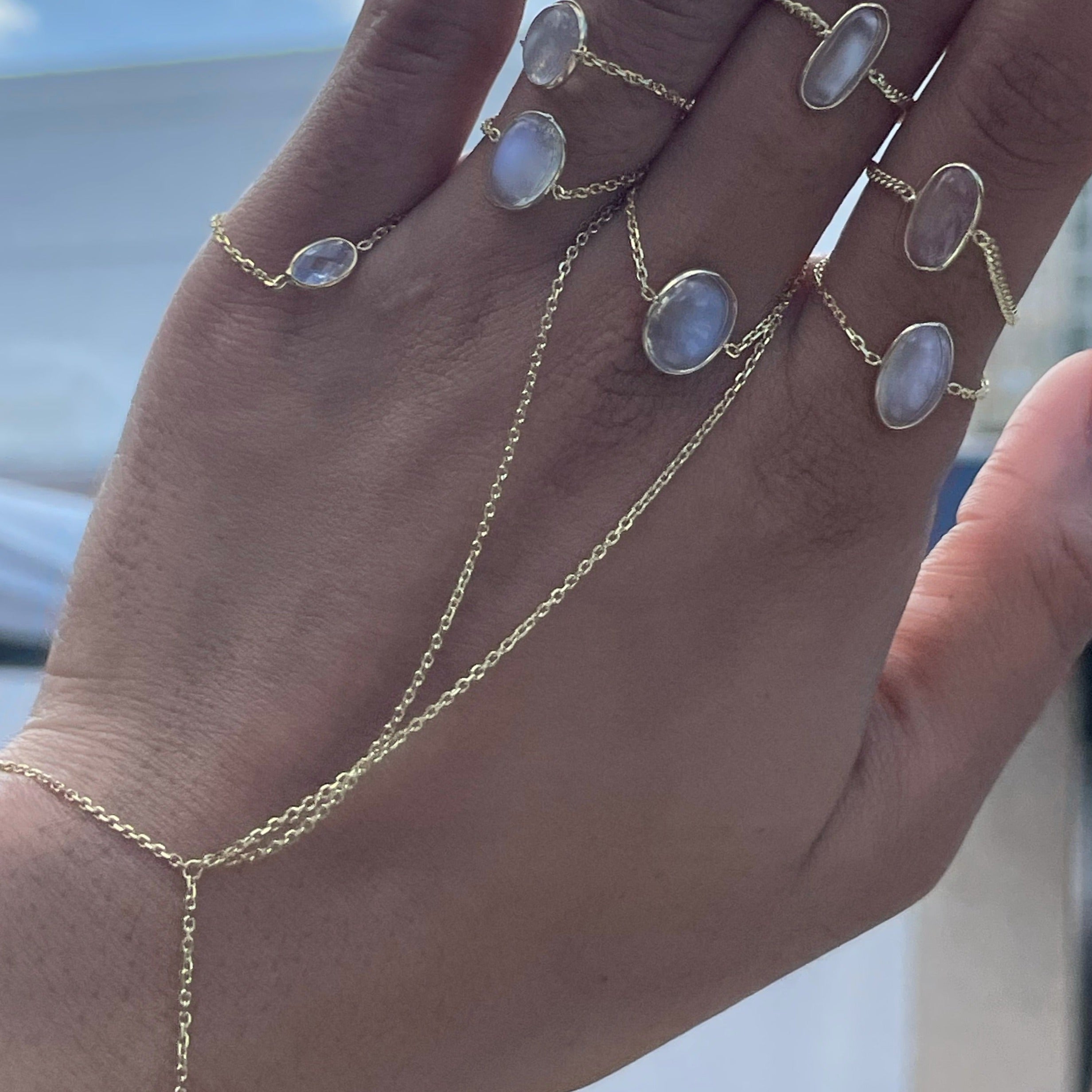 Solid 14K Yellow Gold X Handchain