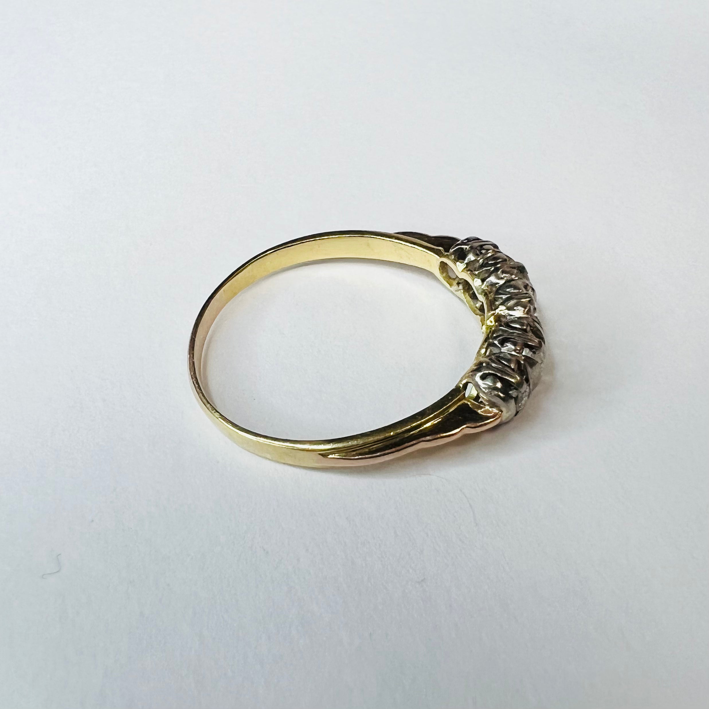 Antique 14K Yellow Gold .22ctw Diamond Ring Size 6.25