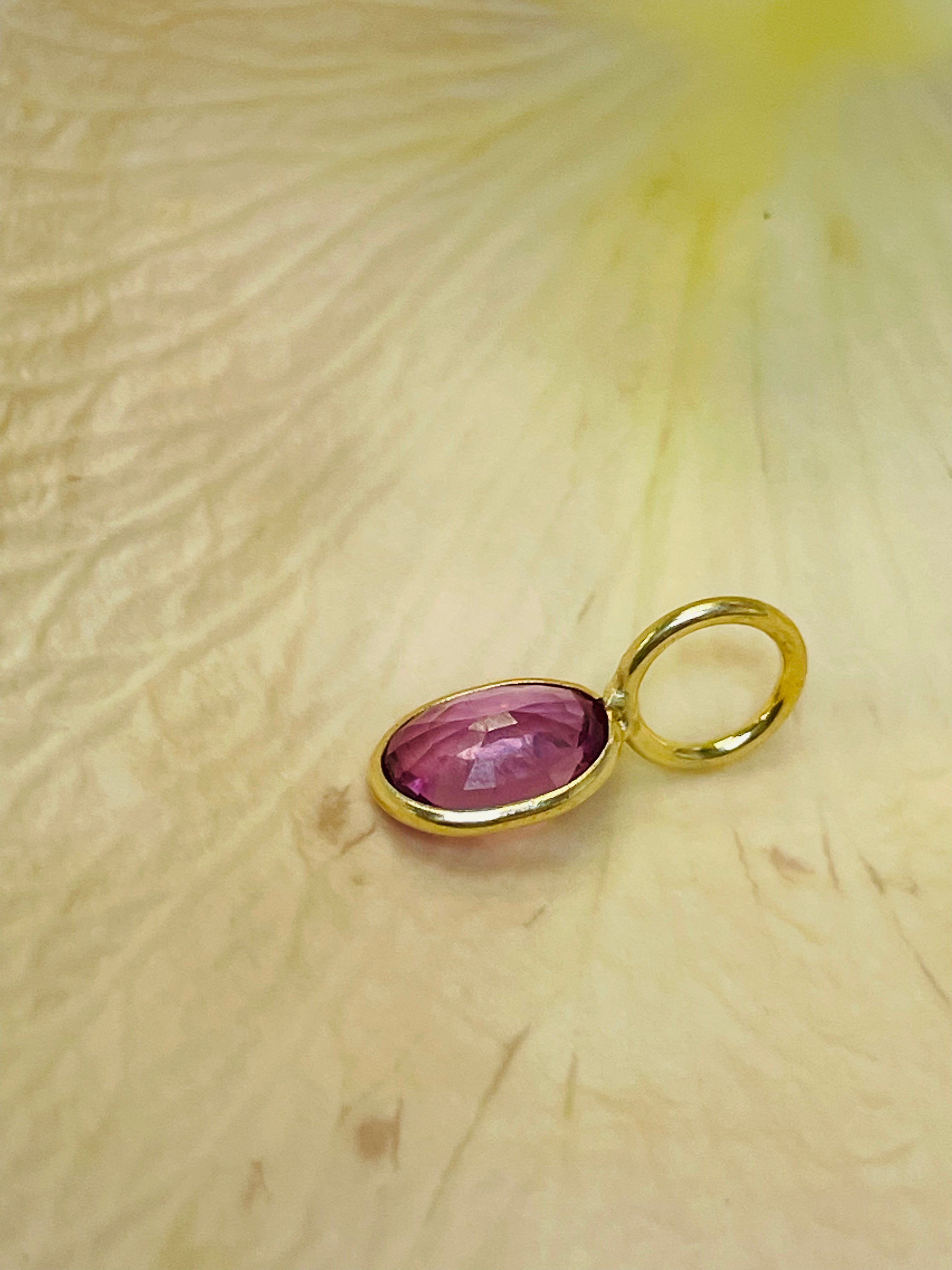 .50CT Oval Pink Sapphire 14K Yellow Gold Gemstone Charm Pendant