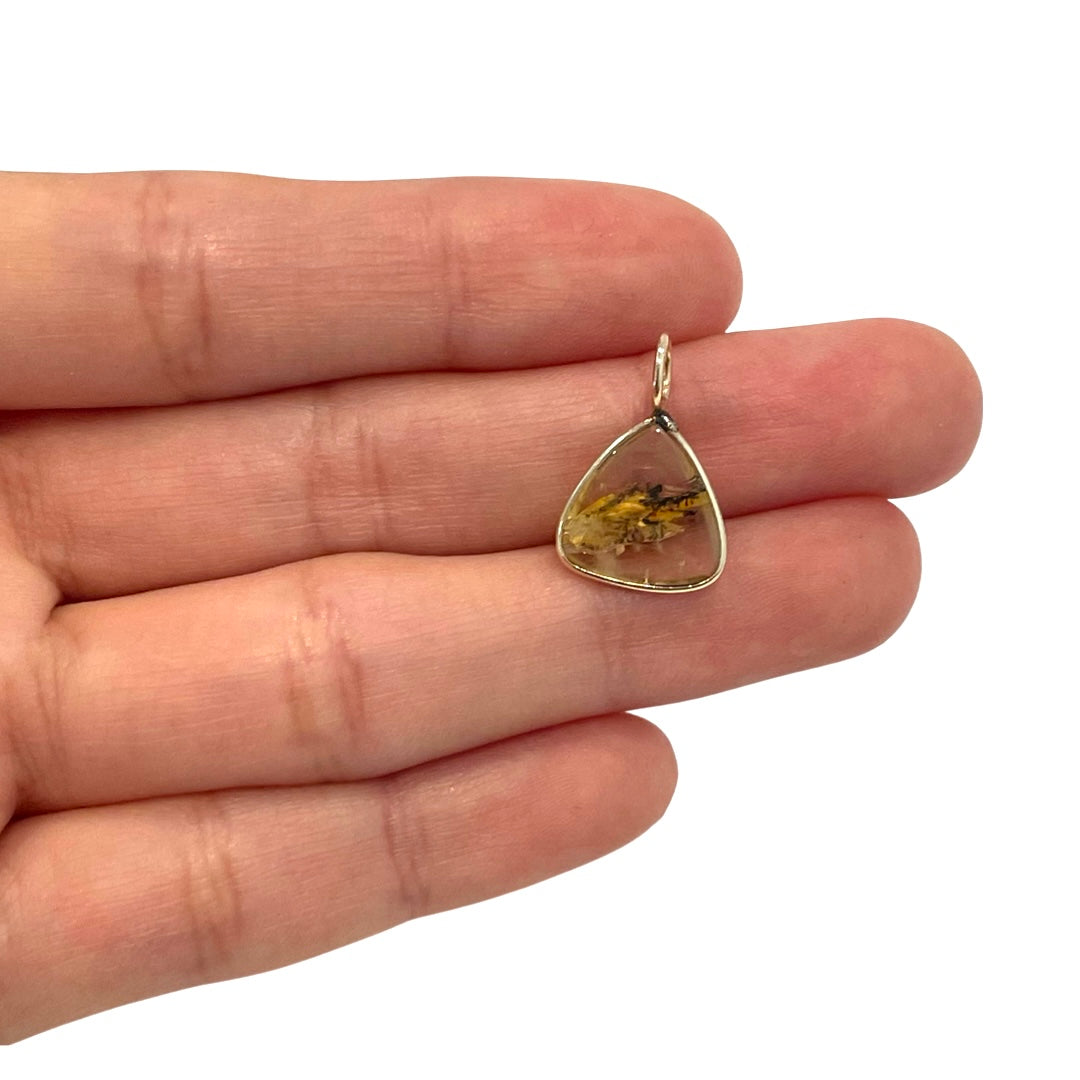 Natural Designed Agate 14K Yellow Gold Pendant Charm 19x13mm