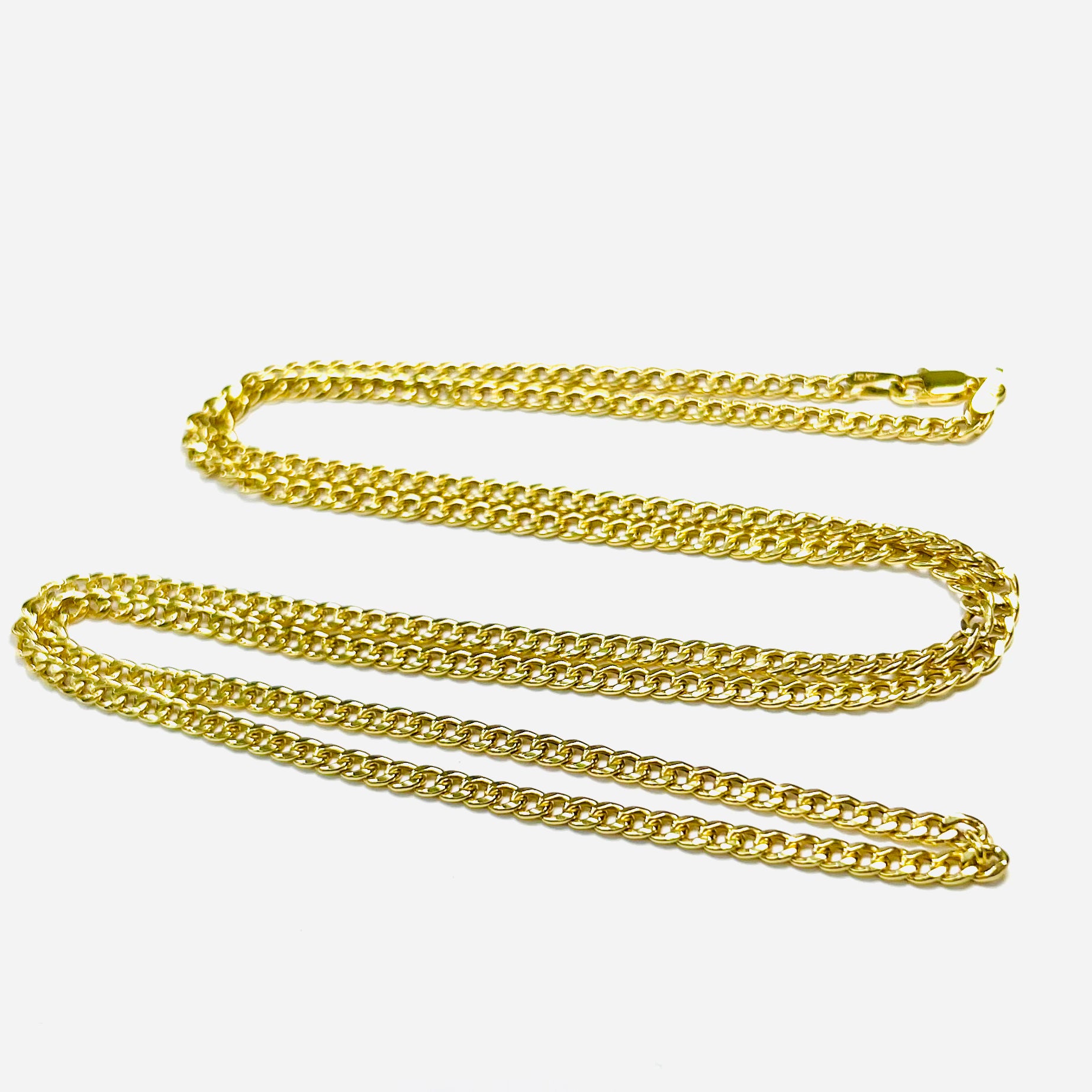 28" 3mm 10K Yellow Gold Cuban Link Chain Necklace