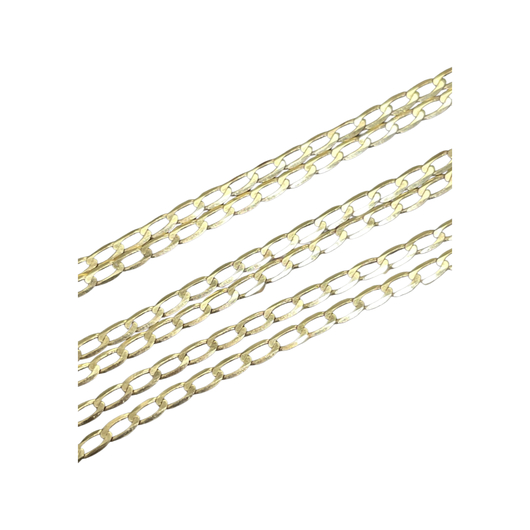 18” 2mm Solid 14K Yellow Gold Curb Link Necklace Chain
