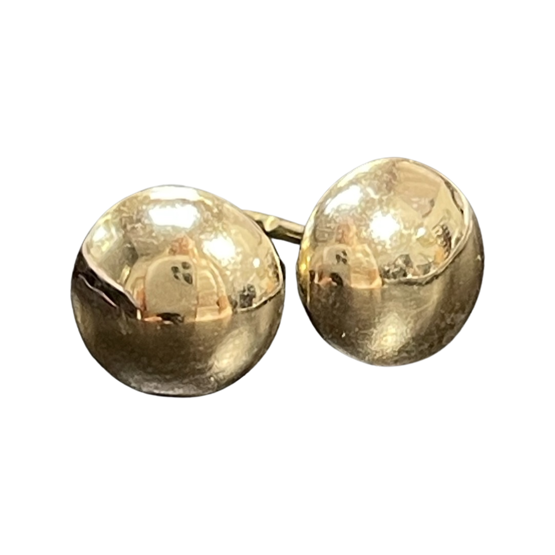 18K Yellow Gold 9mm Button Shaped Round Stud Earrings