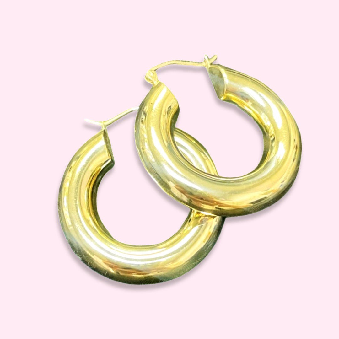 1.3” 6mm 10K Yellow Gold Hoop Earrings