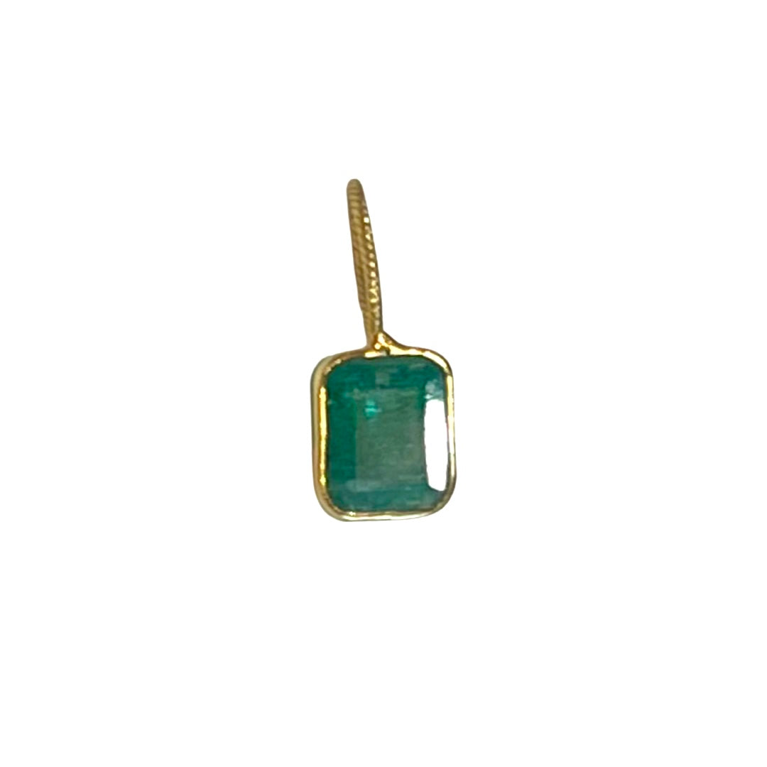 Natural Emerald 14K Yellow Gold Pendant Charm 15.5x6mm