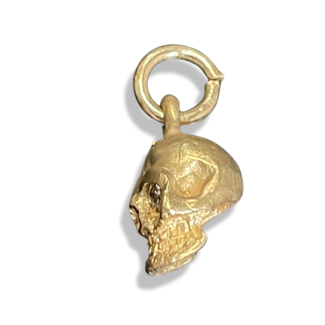 Solid 18K Small Diamond Skull Charm