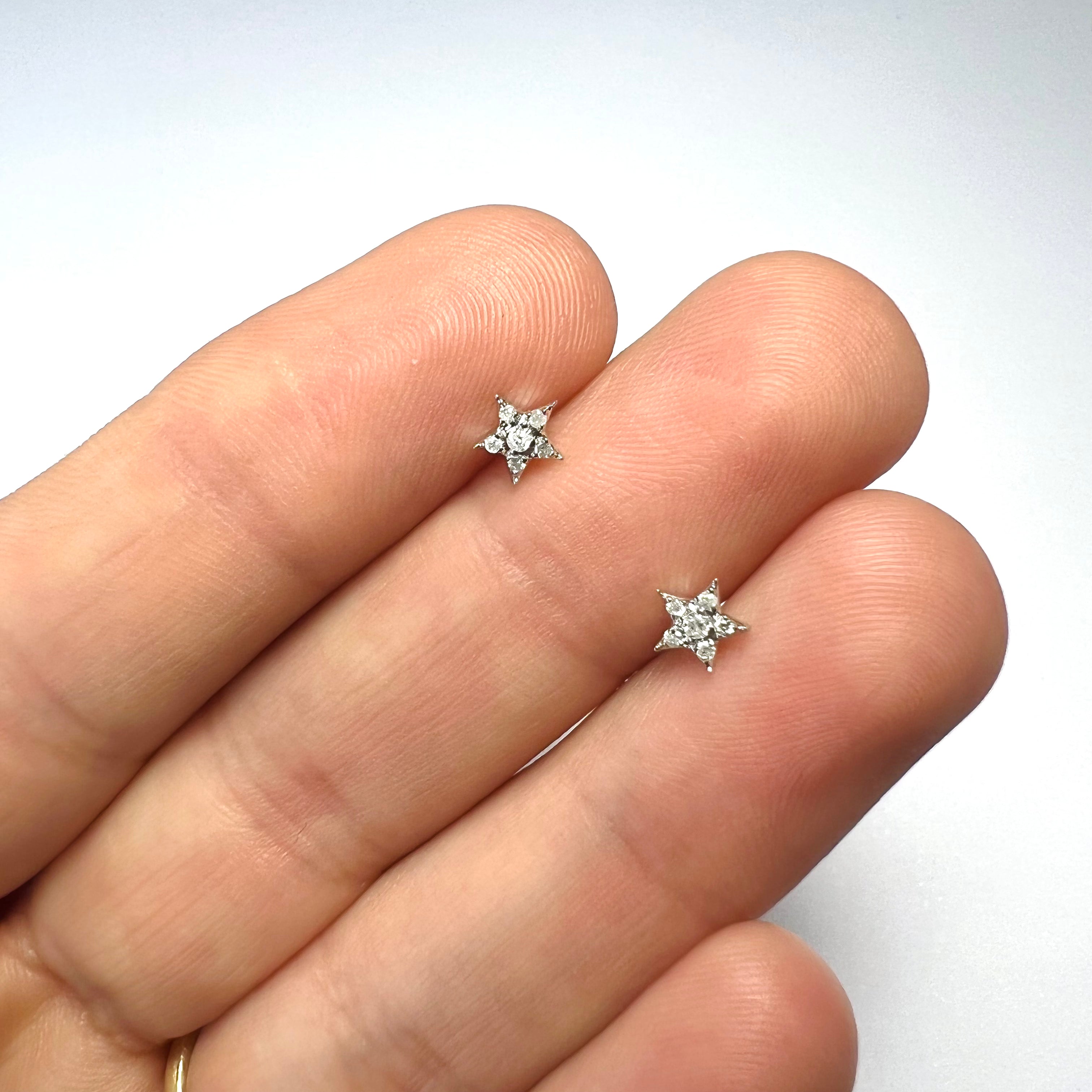 Glittering Diamond Celestial 14K White Gold Diamond Star Earrings 5mm