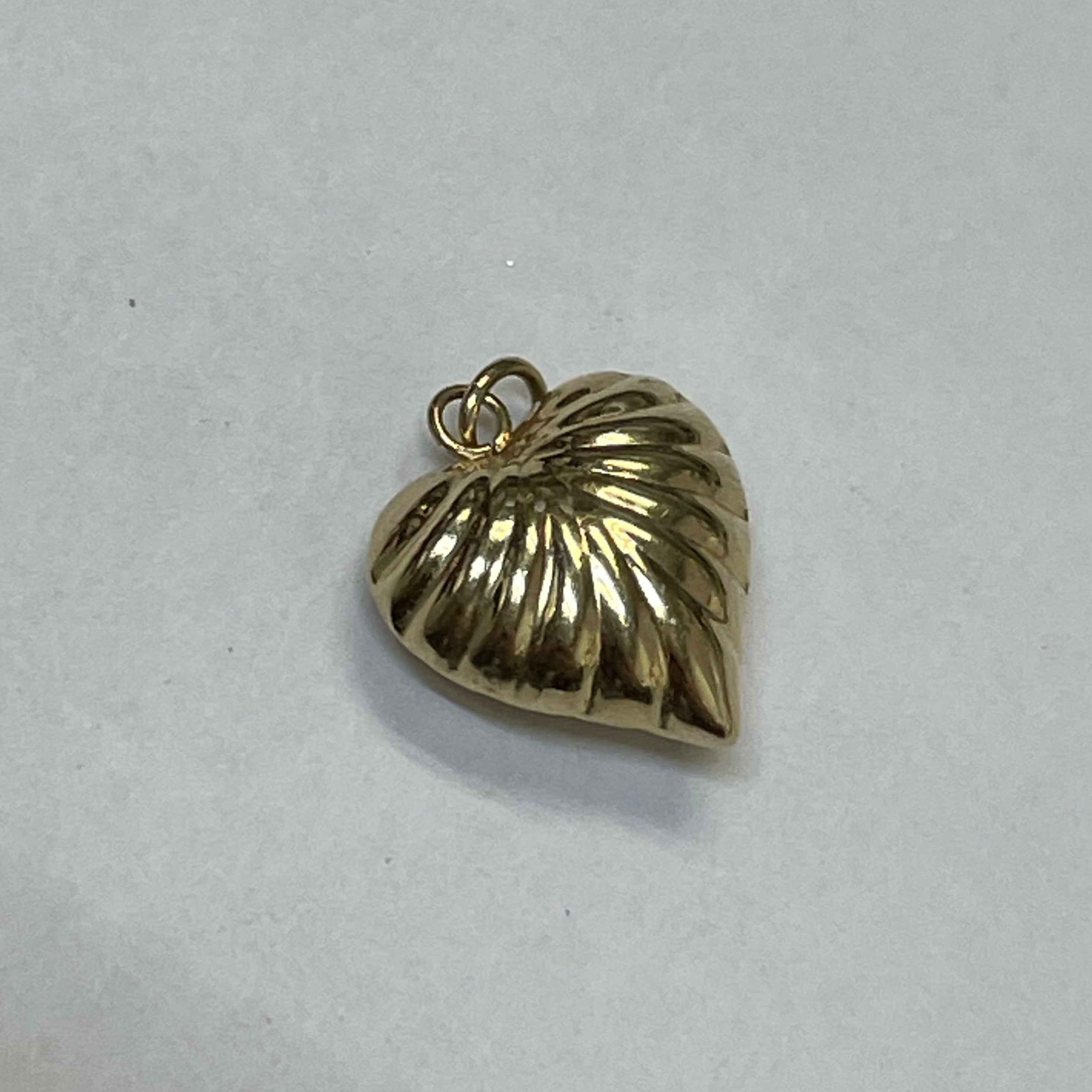 14K Yellow Gold Puffy Heart Pendant Charm