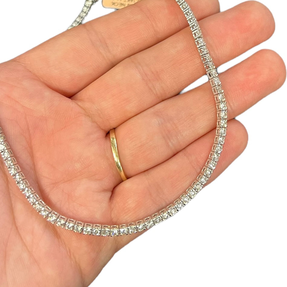 9.85CT Diamond Tennis Necklace 14K White Gold 16.5”