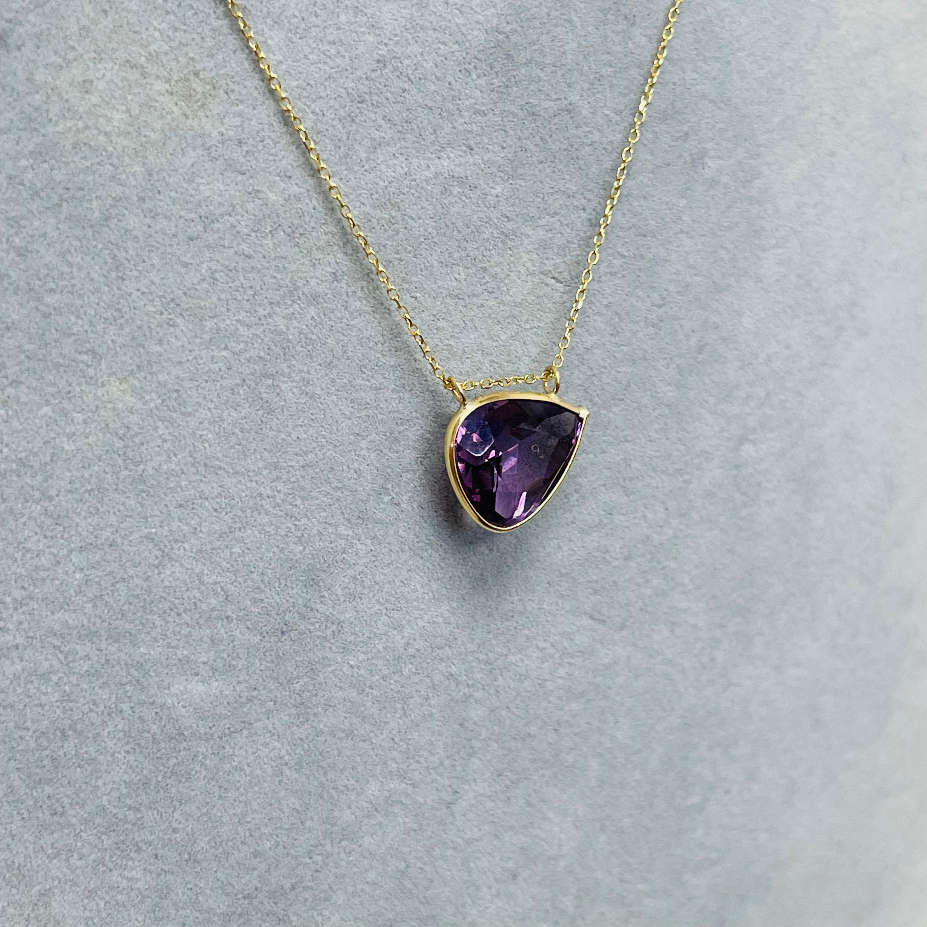 Amethyst Necklace in 14k Yellow Gold