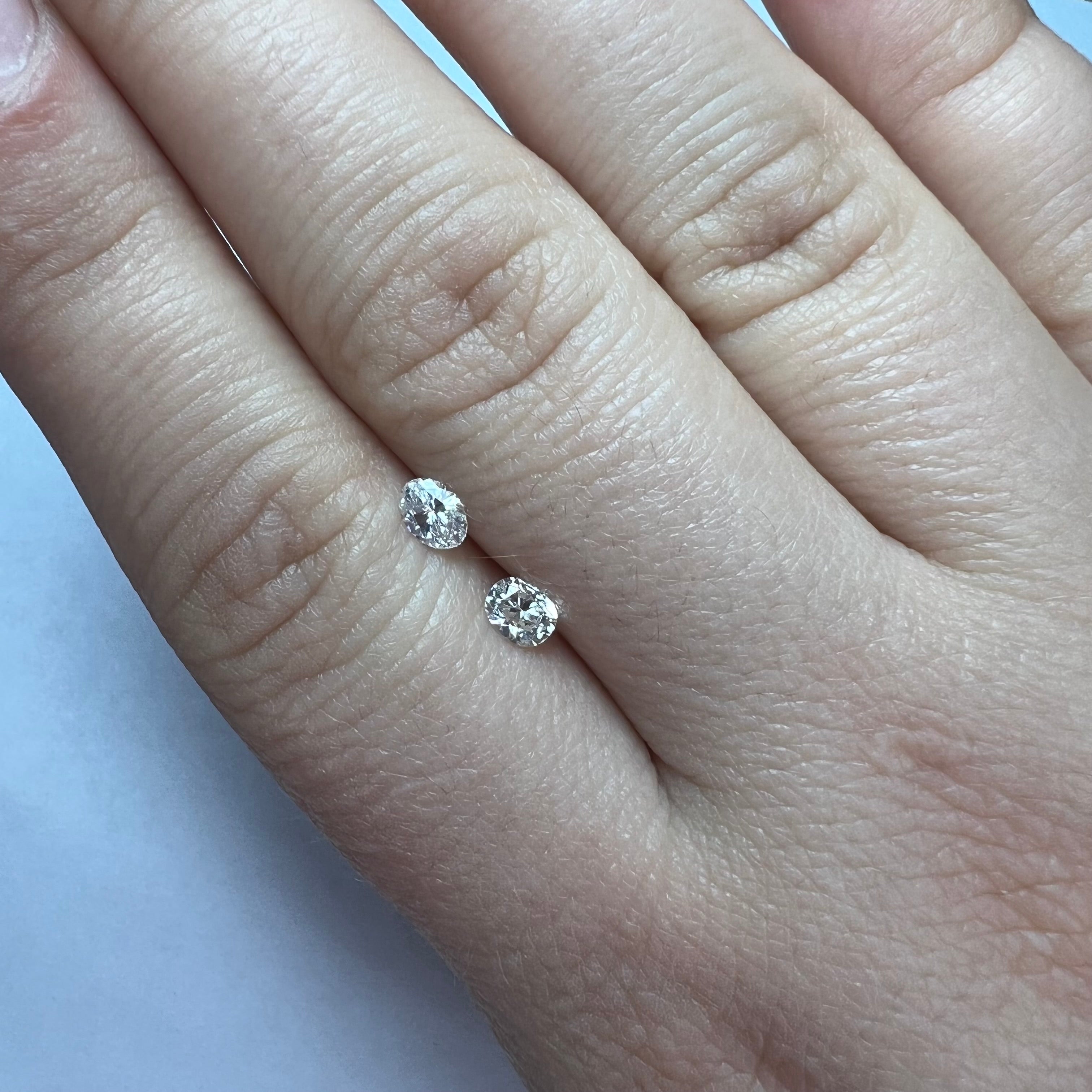.56CTW Pair of Natural Oval Cut Diamonds SI2 K-M Natural and Earth mined