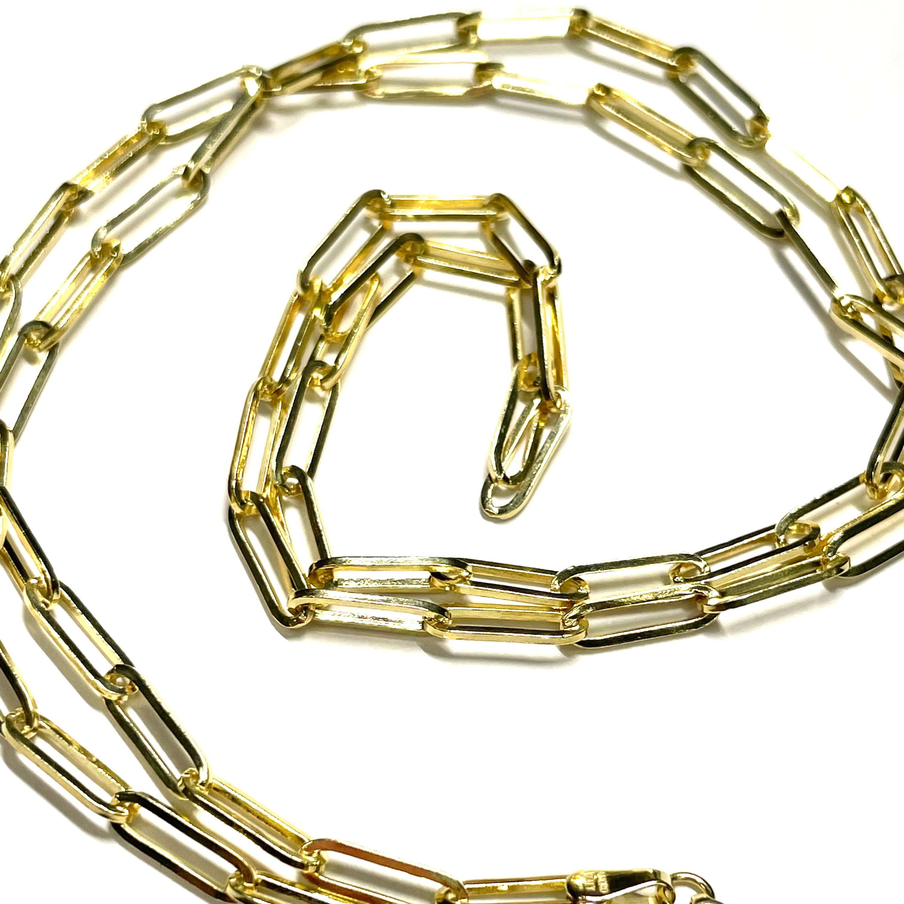 22" 14k Yellow Gold Paper Clip Chain Necklace