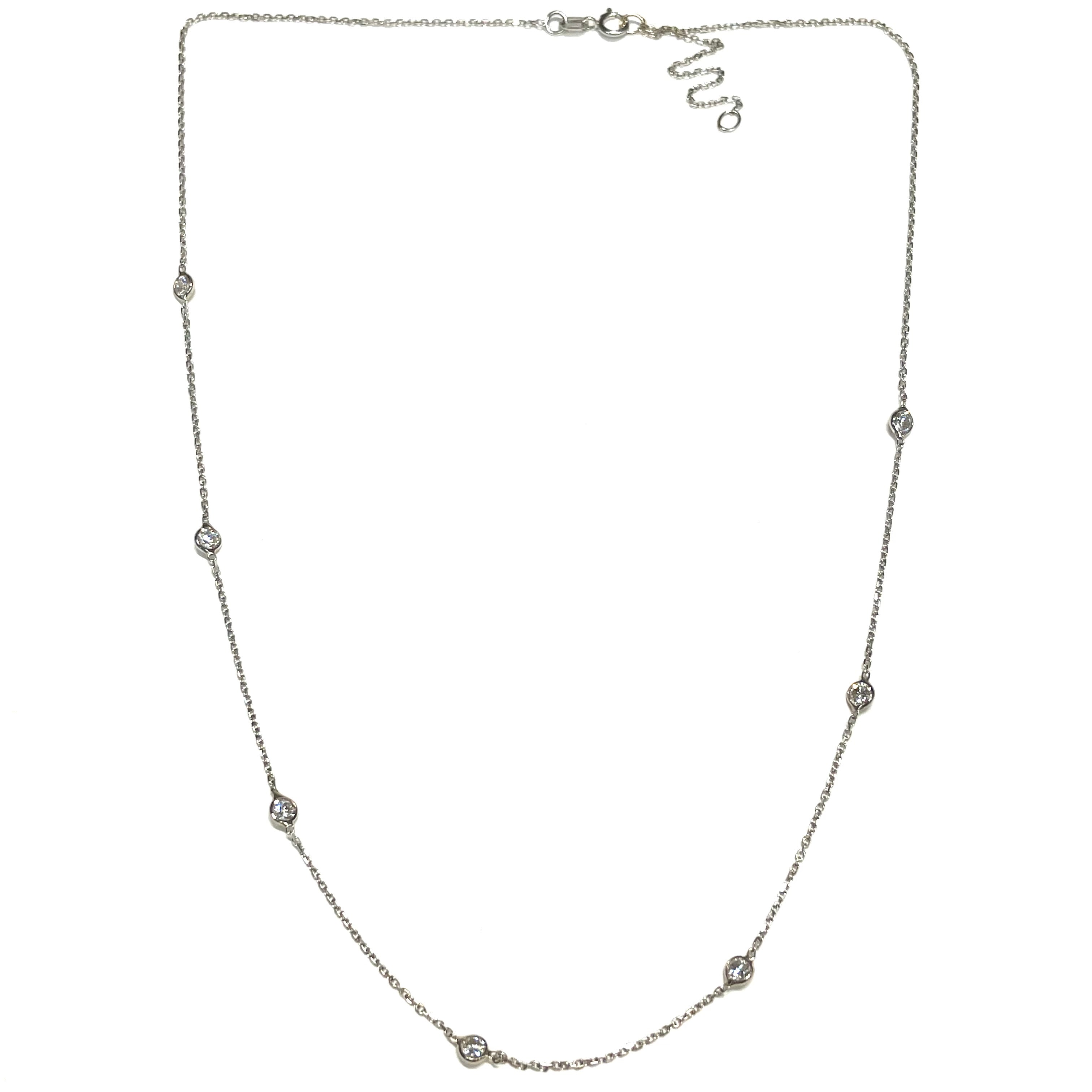 1.03CTW Seven Diamonds 18" 14K White Gold Necklace