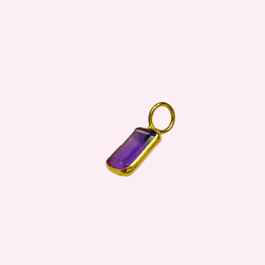 14K Yellow Gold Amethyst Pendant Gem Charm