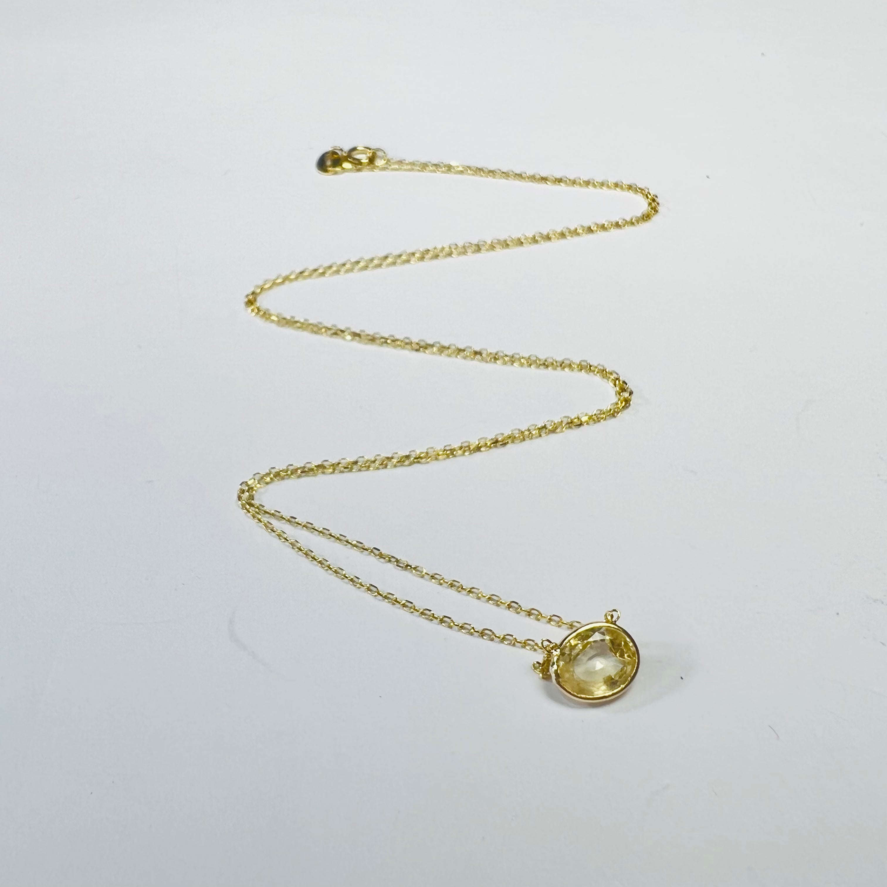 Oval Yellow Sapphire 18" 1.01g 14K Yellow Gold Cable Chain Necklace