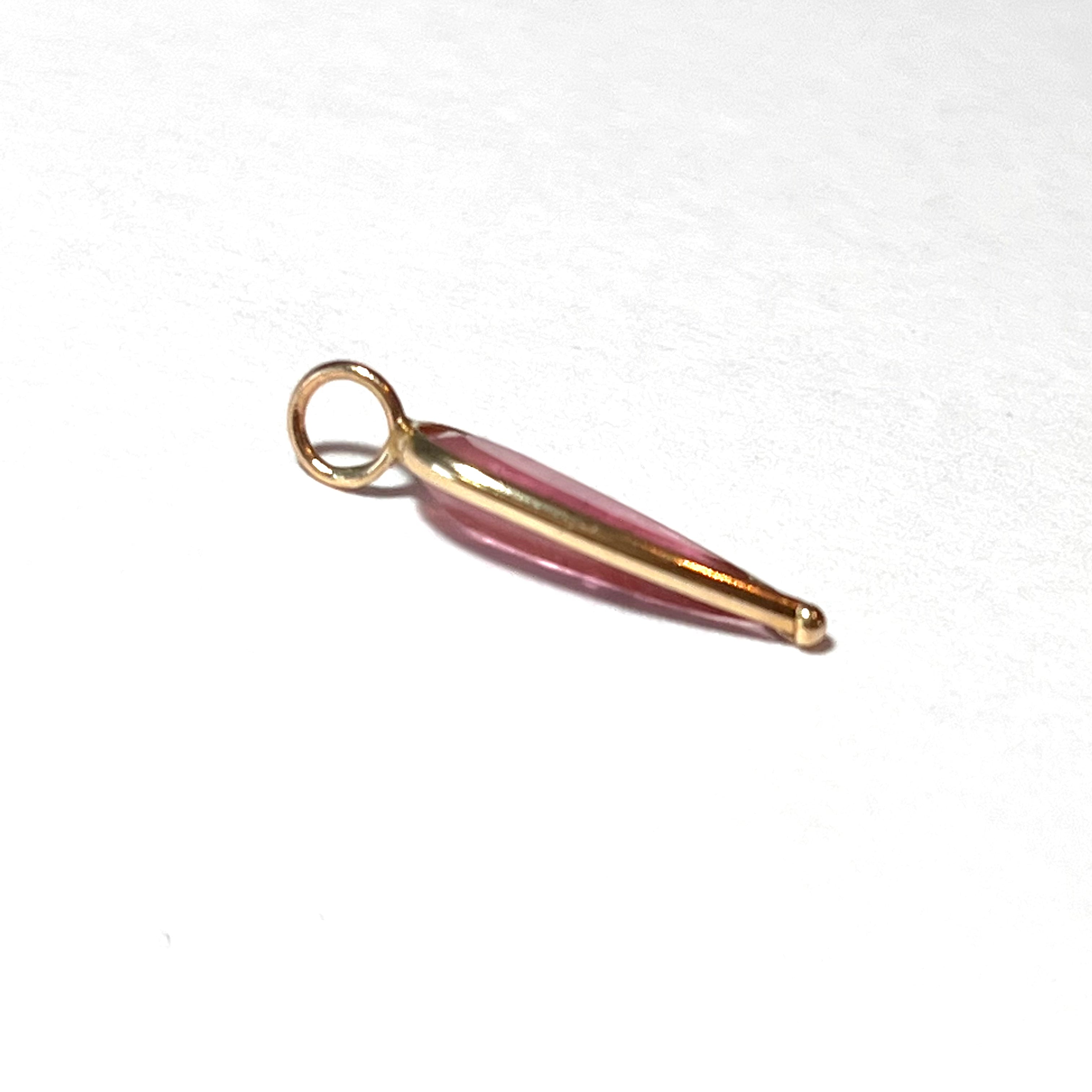 1.55ct Light Pink Pear Tourmaline Pendant Charm 14K Yellow Gold 19x6mm