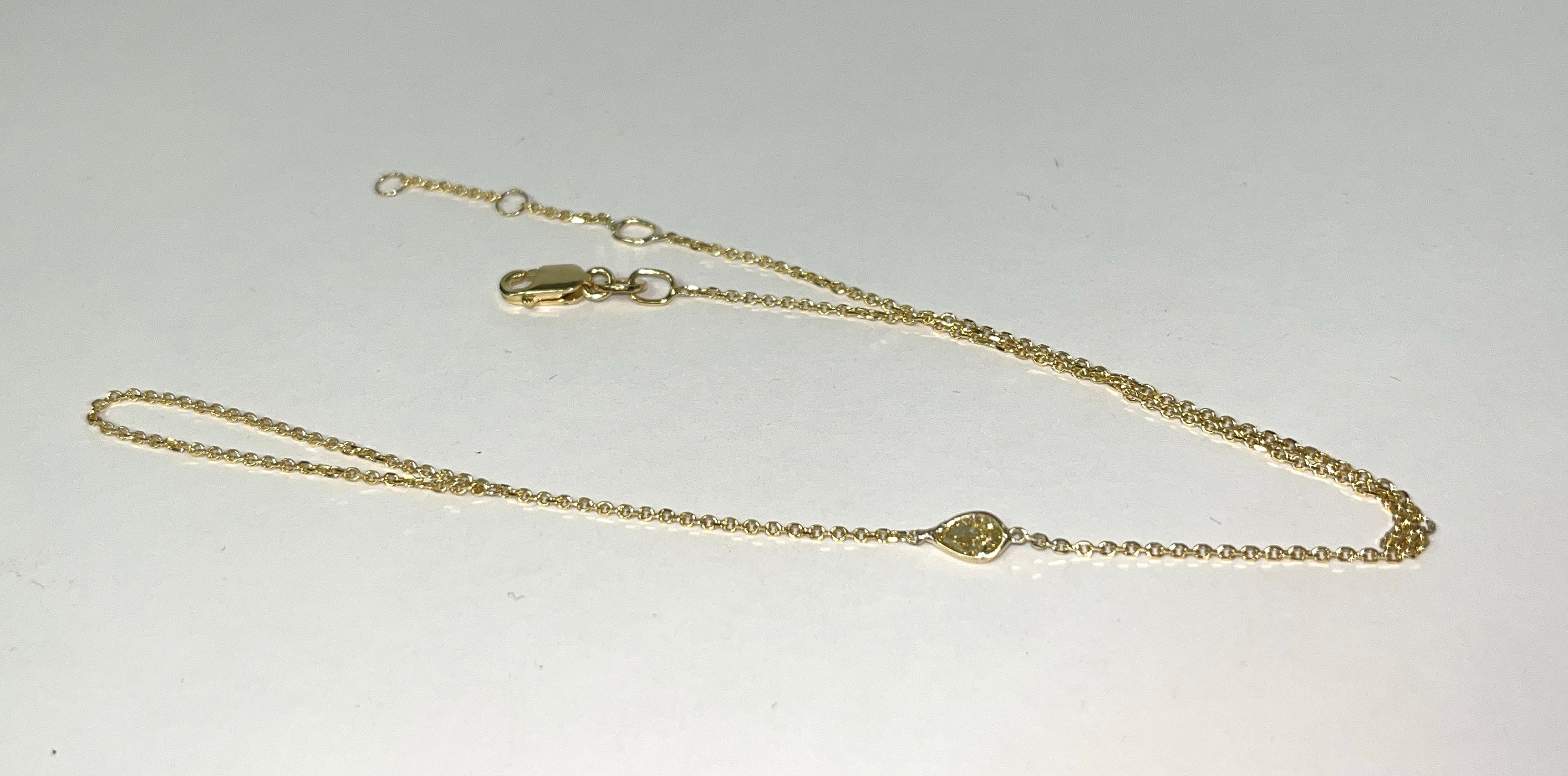Yellow Pear Cut Diamond Hand Chain in Solid 14K Yellow Gold