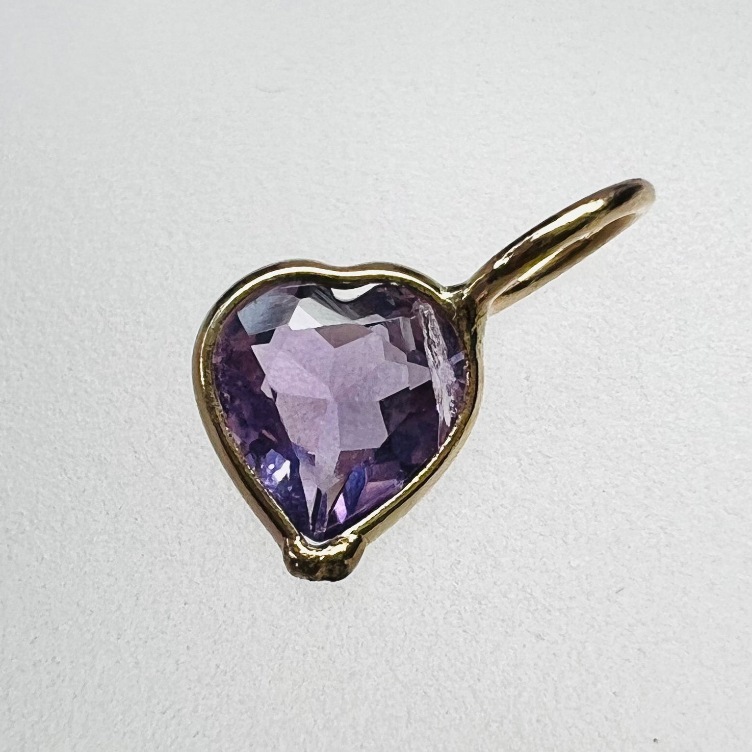 0.50CT Natural Heart Amethyst 14K Yellow Gold Pendant Charm 10x5mm