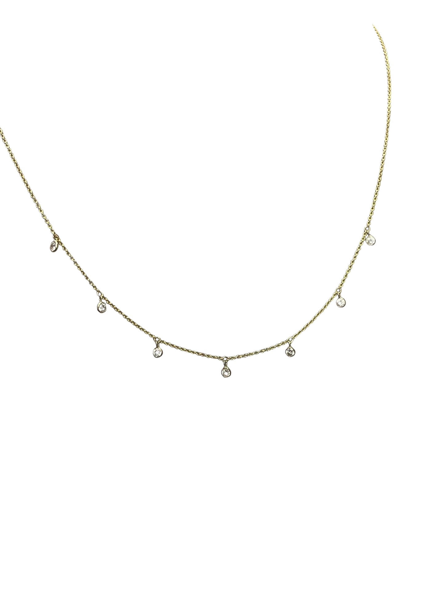 .70CT  Round Diamond Dangle 18" 14k Yellow Gold Necklace