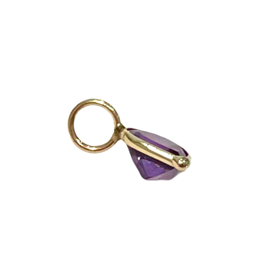 Natural Amethyst Heart 14K Yellow Gold Pendant Charm 10.5x7mm