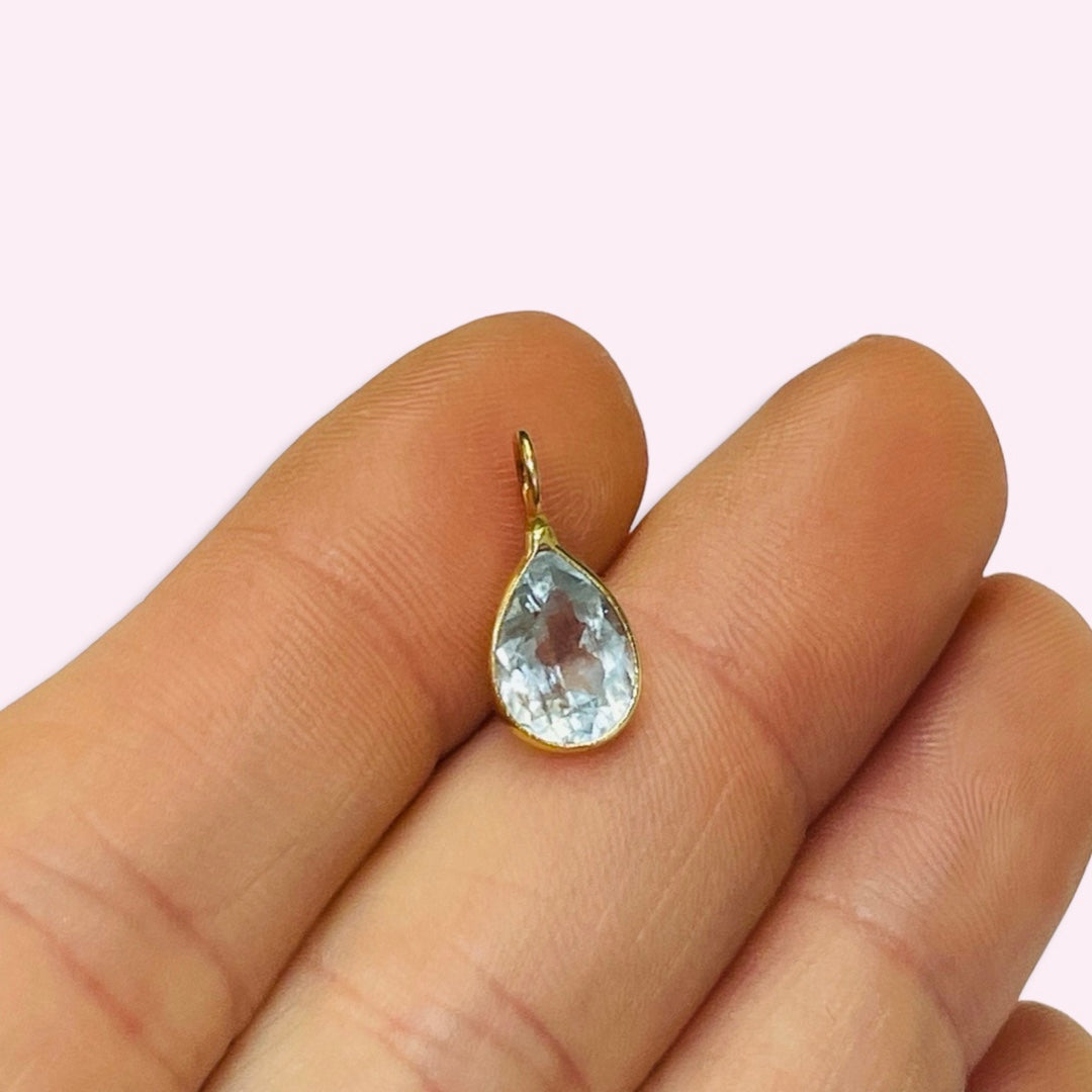 Aquamarine 14K Yellow Gold Pendant Gem Charm