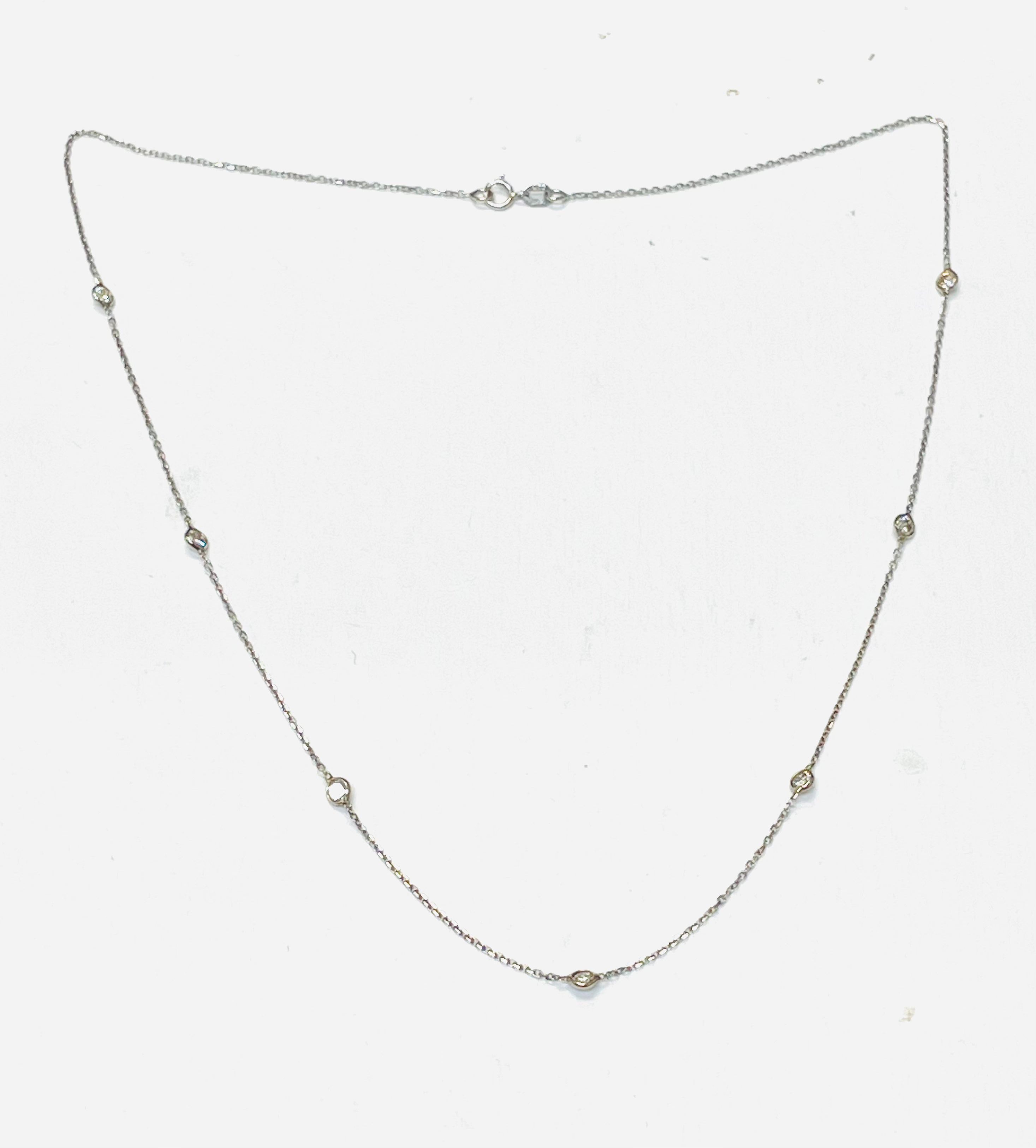 .82CT Diamonds by the Yard Necklace 14K White Gold 17”