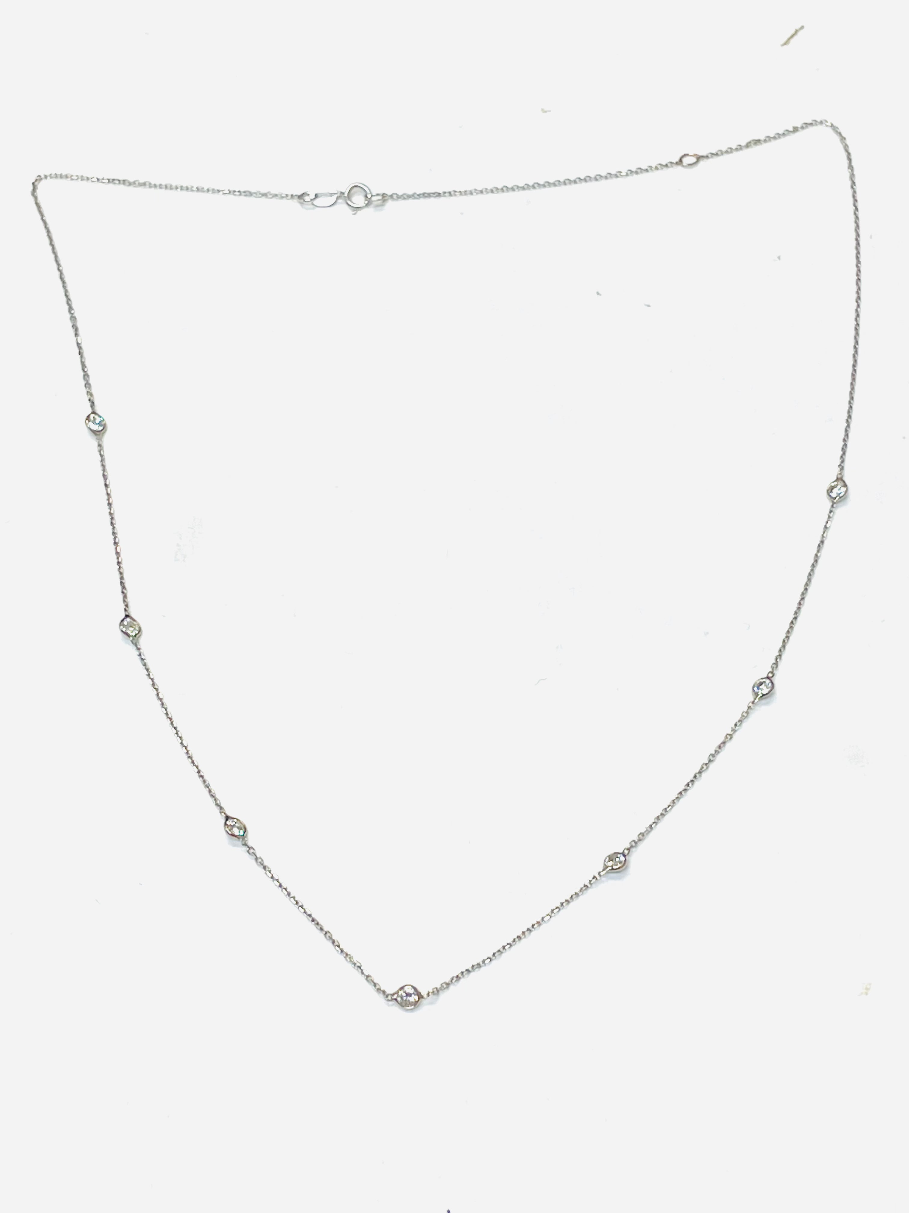 .94CT  Diamonds by the Yard Necklace 16-18” 14K White  Gold