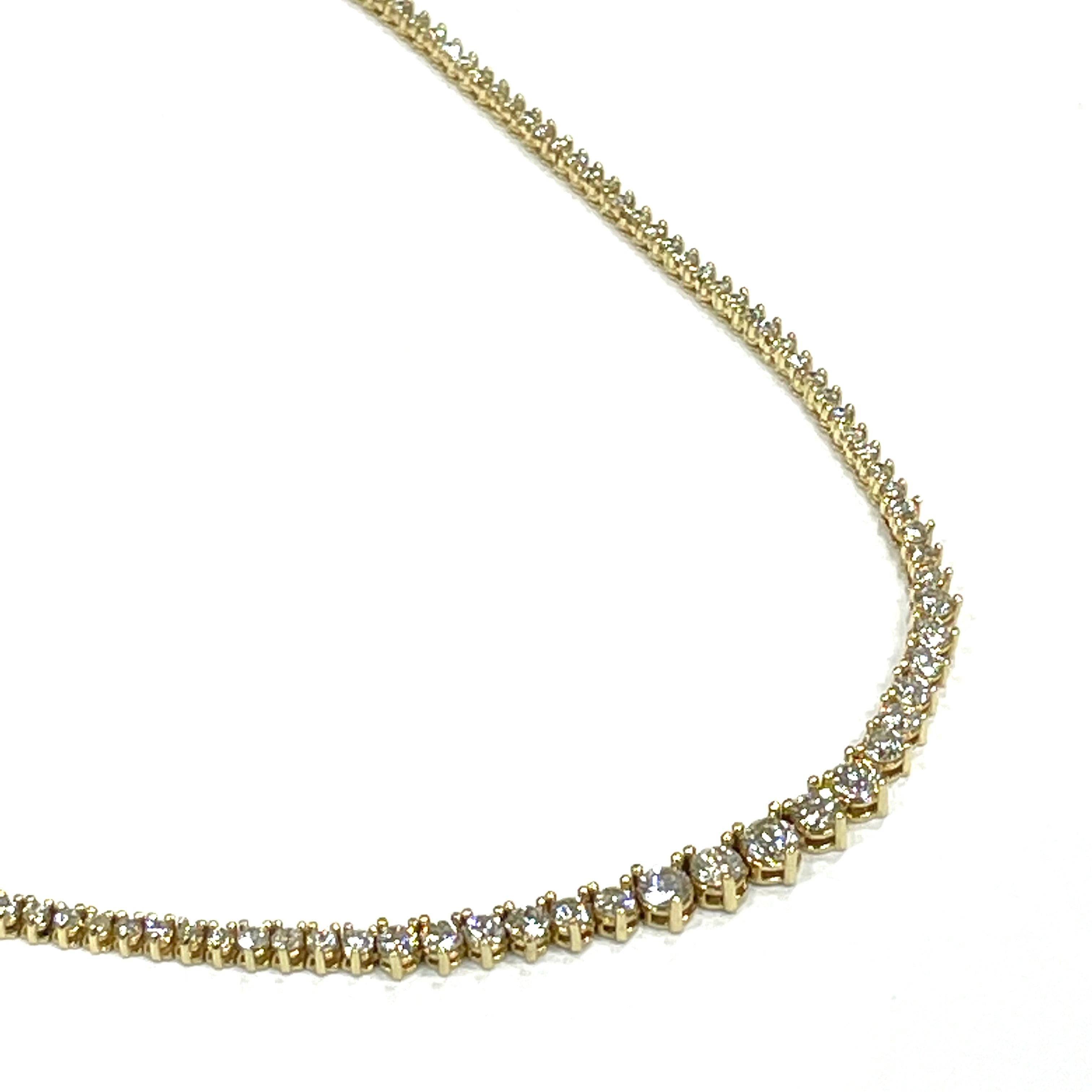 6.82CTW Diamond Riviera Necklace in solid 18k Yellow Gold