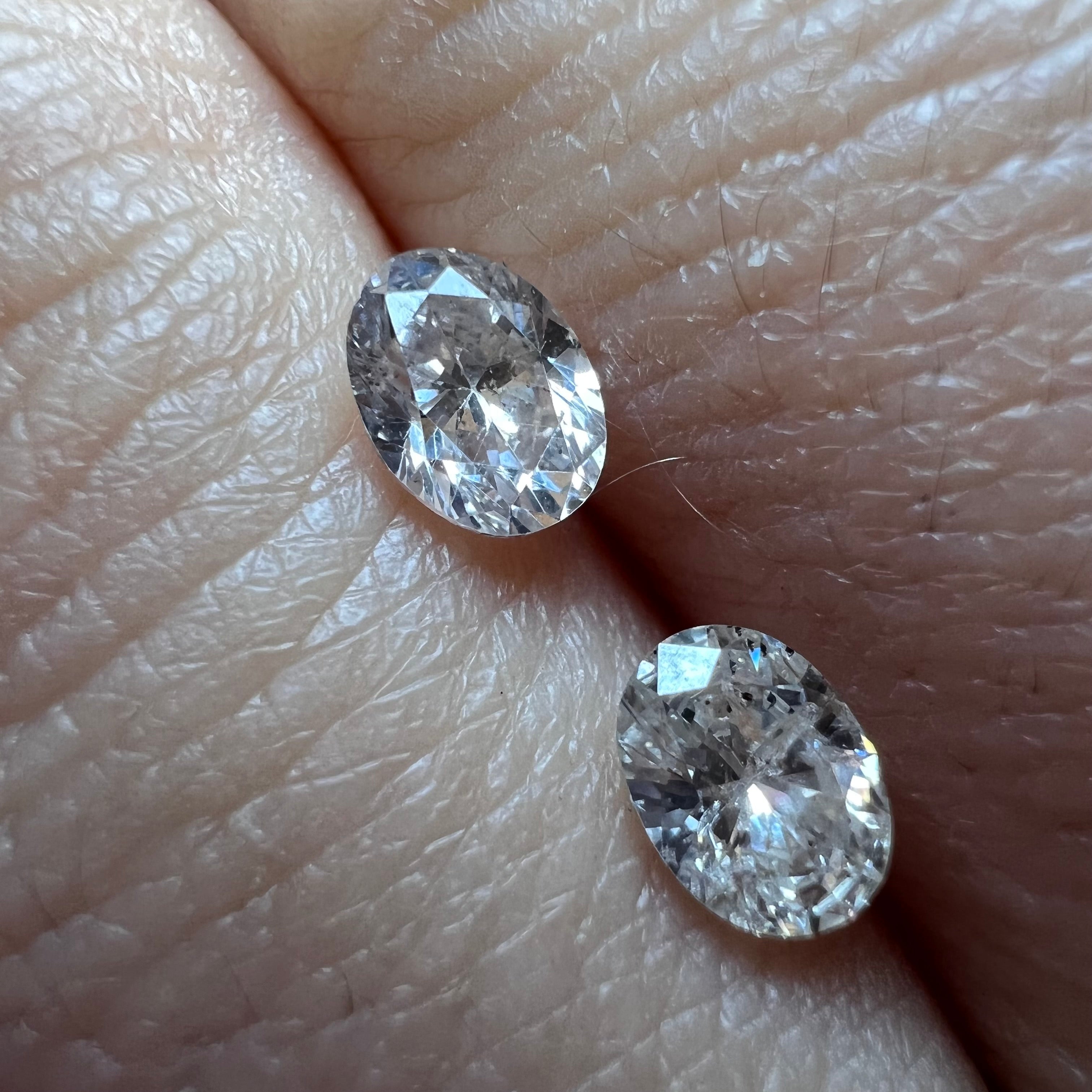 .90CT Pair of Natural Oval Cut Diamonds I1 Brown Pink/L Natural and Earth mined