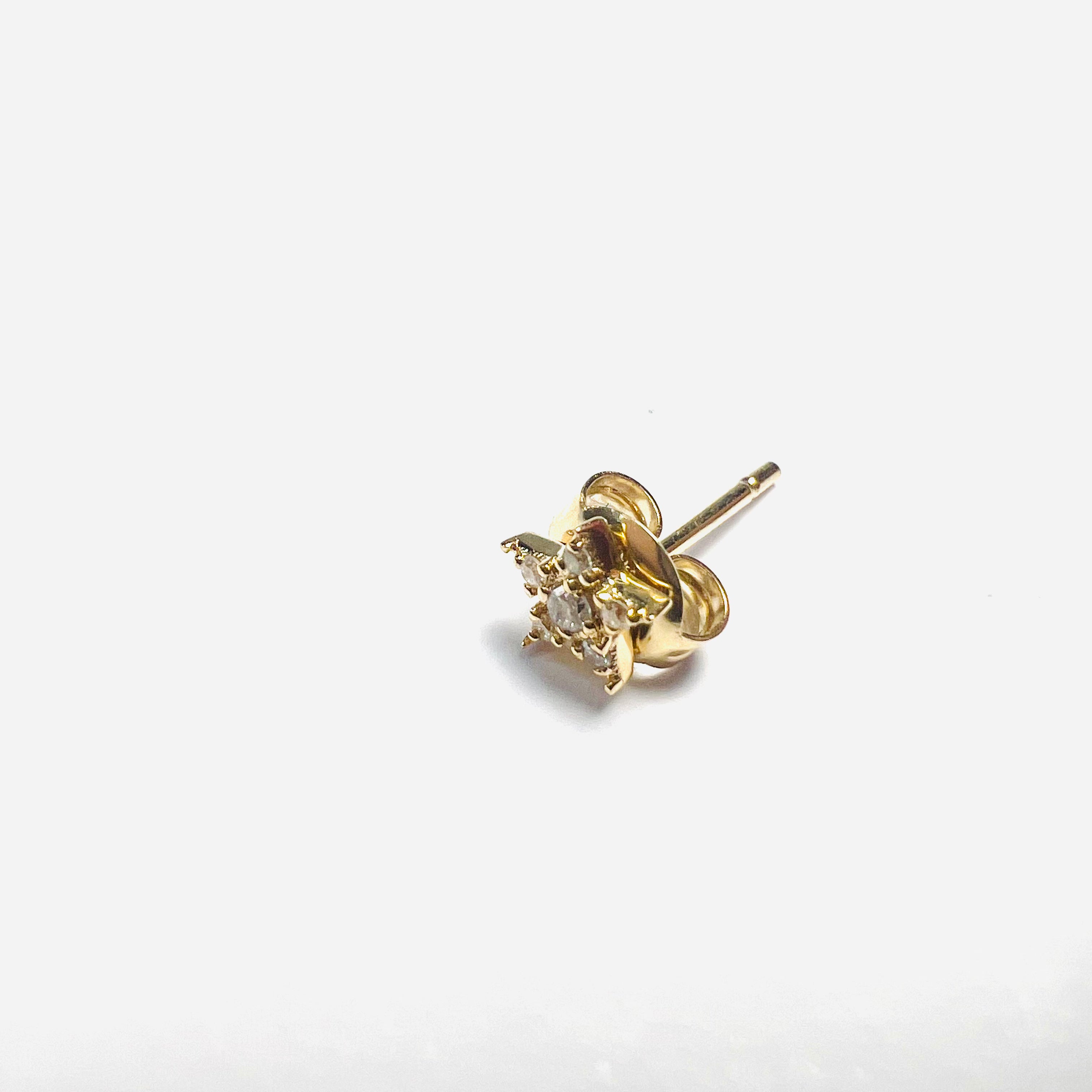 Diamond Celestial 14K Yellow Gold Diamond Single Star Earring Stud 5mm