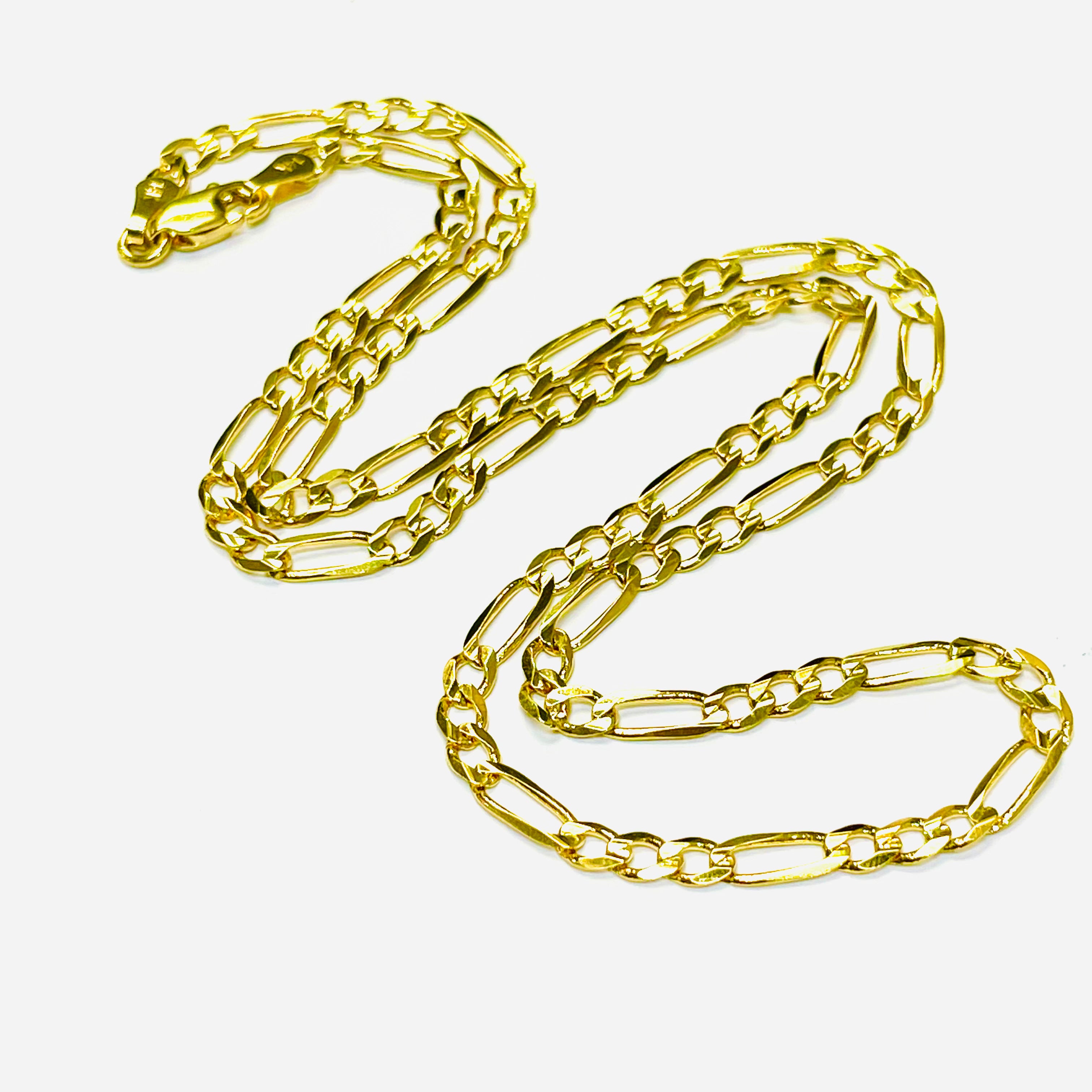 20” 4mm 14K Yellow Gold Figaro Link Chain