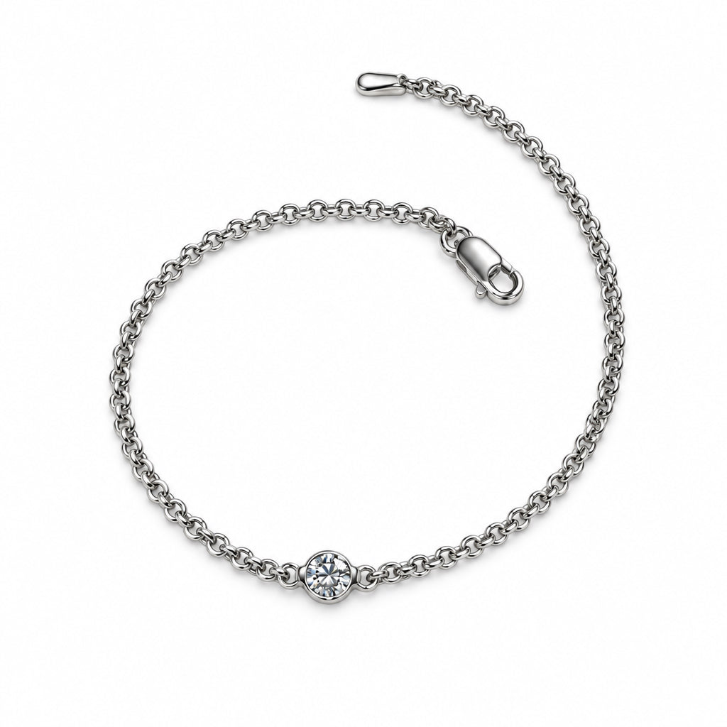 .25CT Diamond Bracelet in Solid 14k White Gold 6.5"