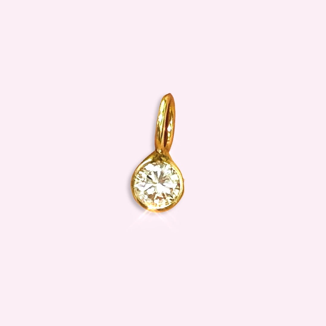 14K Yellow Gold Diamond Pendant Gem Charm