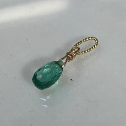 .80CT Colombian Emerald Briolette 14K Pendant Charm