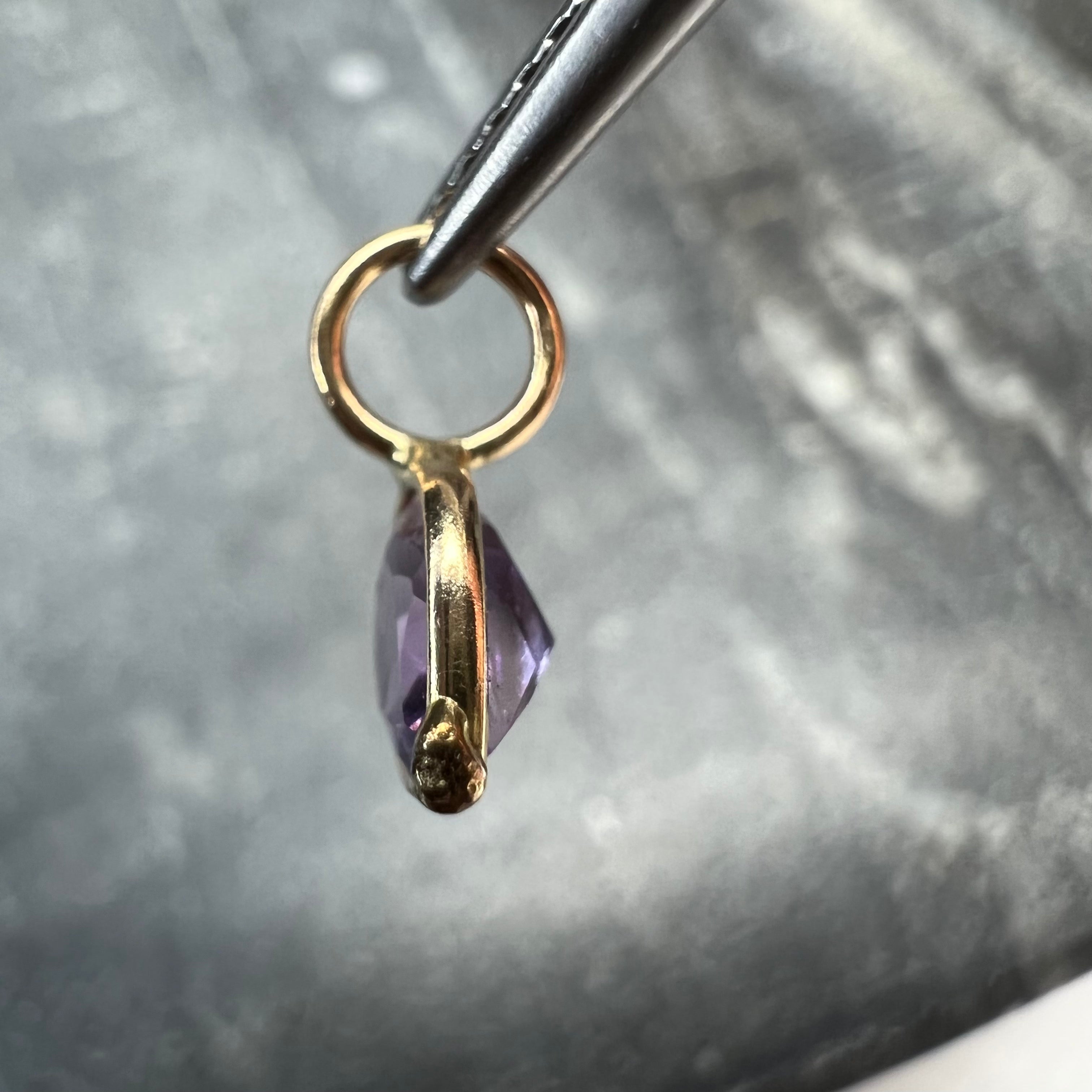 0.50CT Natural Heart Amethyst 14K Yellow Gold Pendant Charm 10x5mm