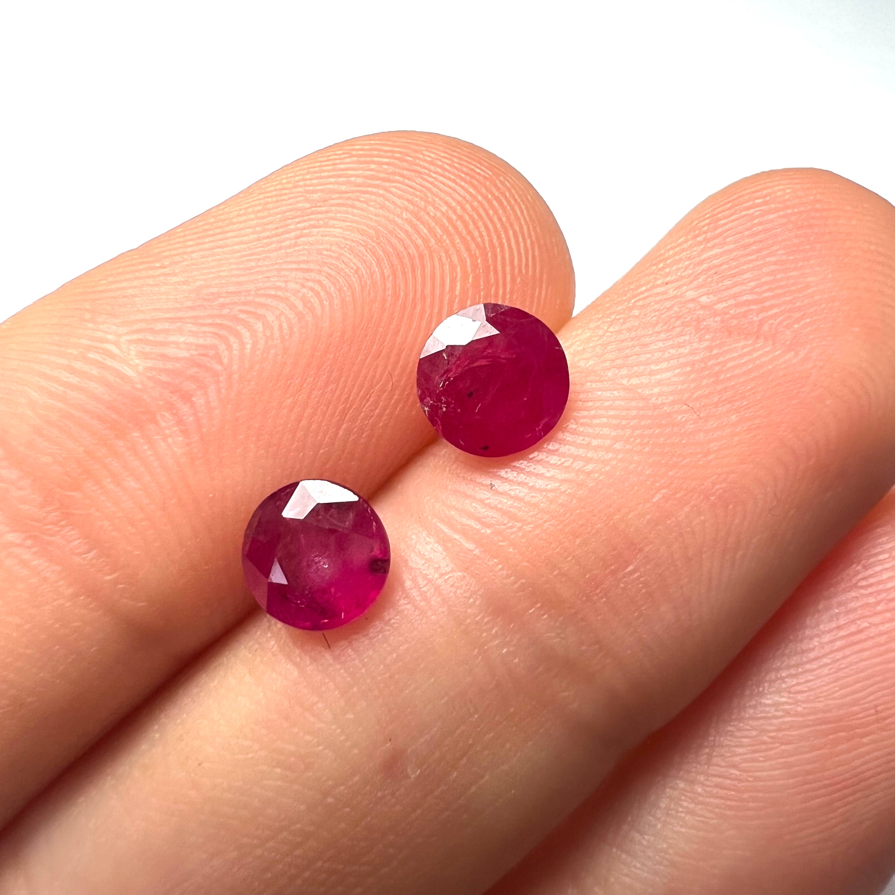 1.95CTW Pair of Natural Round Loose Ruby Earth mined Gemstone