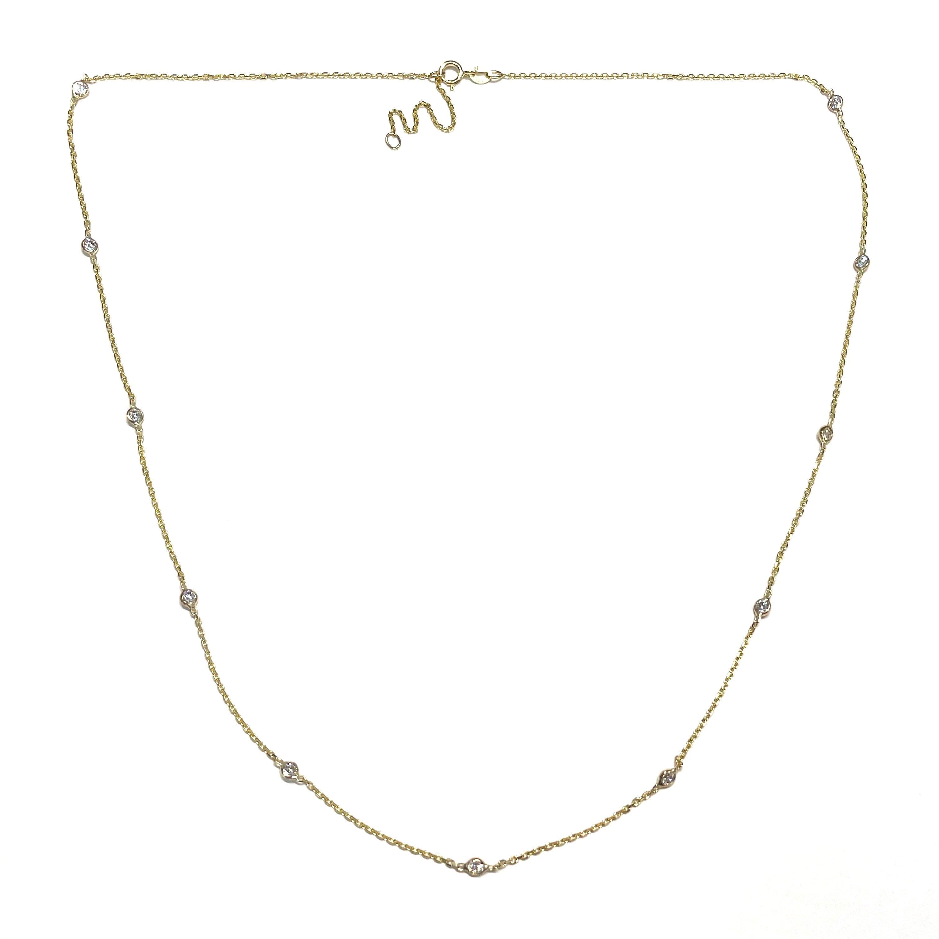 1CTW Diamonds By The Yard 20"-22" 14k Yellow Gold Necklace