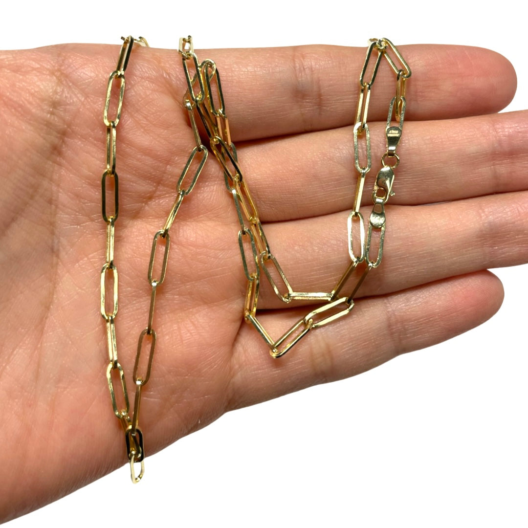 18" 14k Yellow Gold Paper Clip Chain Necklace