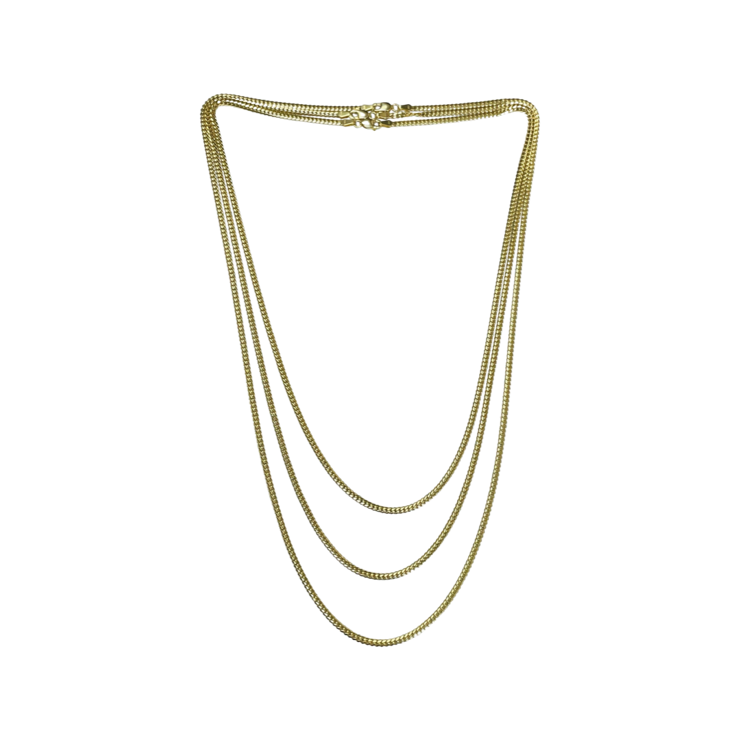 2.5mm 14K Yellow Gold Cuban Curb Link Chain Necklace